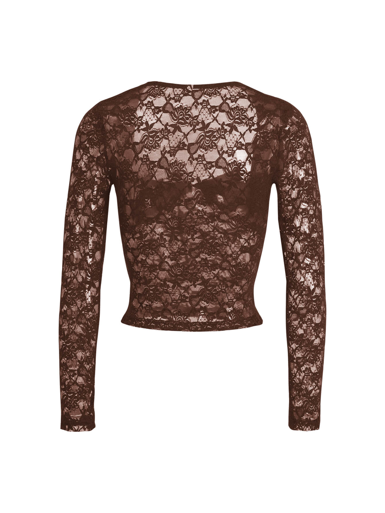 Nicola Long Sleeve Lace Crop Top - brown - Image 7
