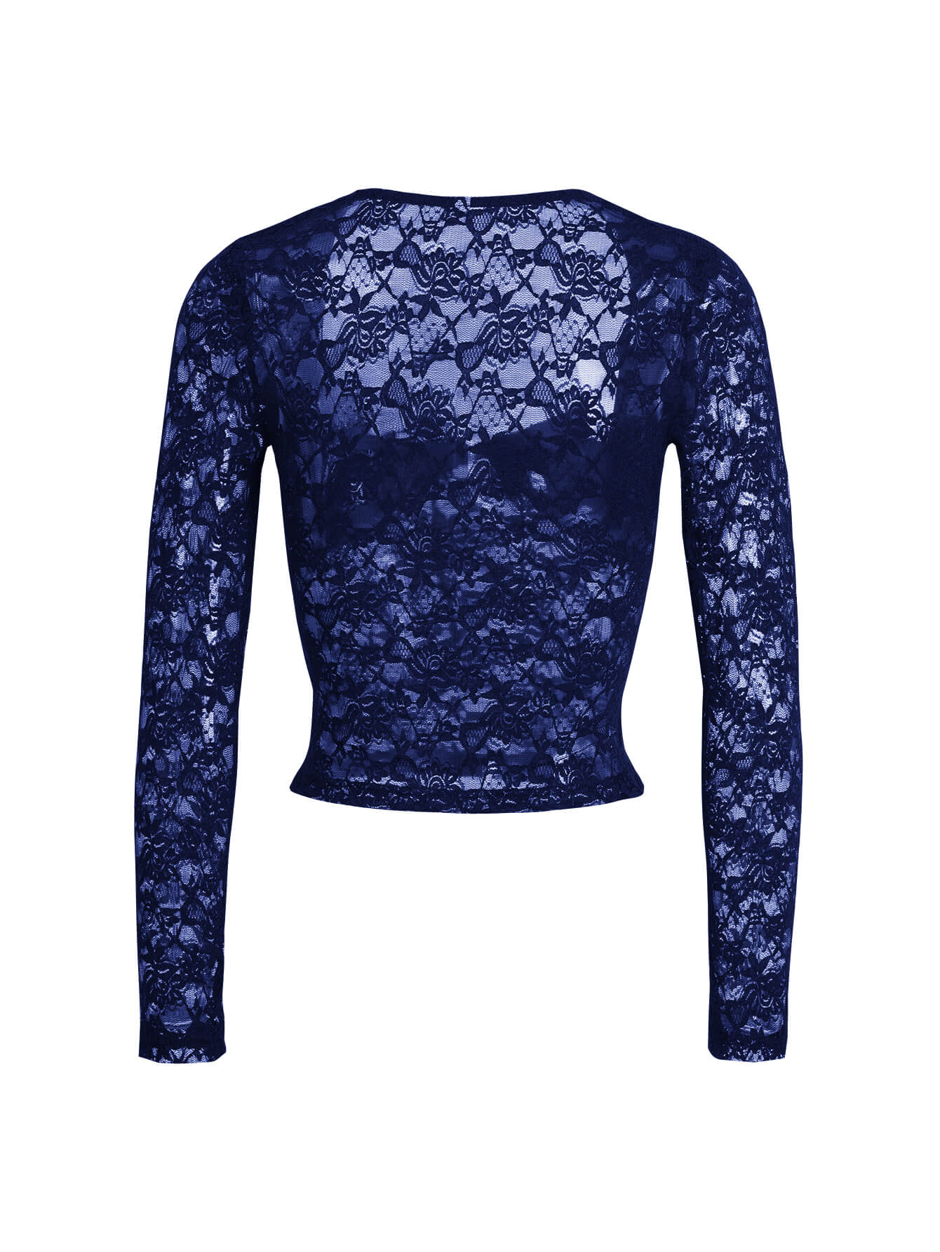 Nicola Long Sleeve Lace Crop Top - navy - Image 7