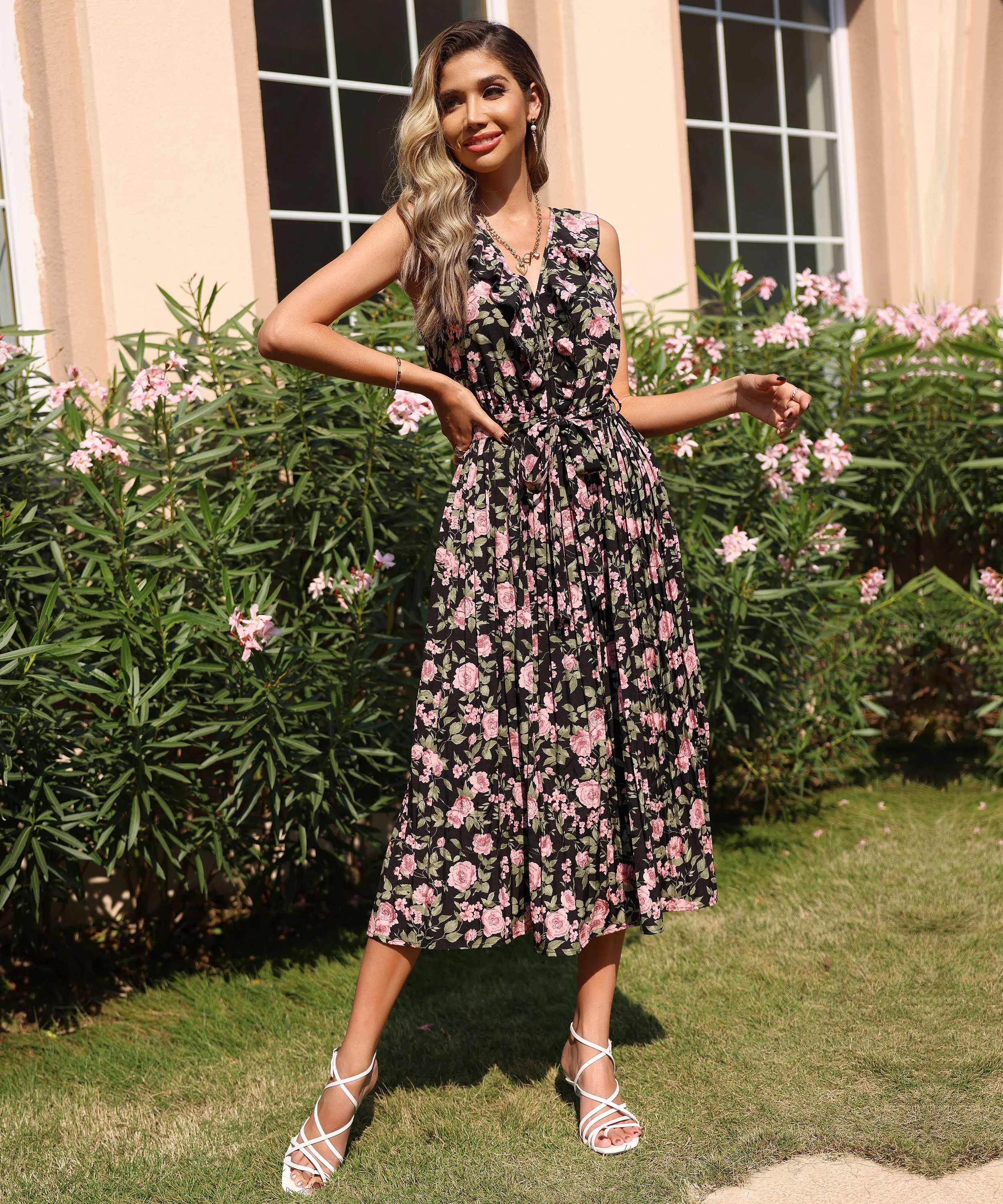 NICOLENE MAXI DRESS - BLACK PRINT - Image 7