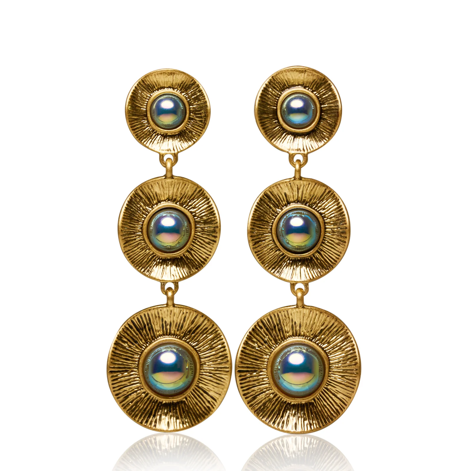 Night Glow Pearl Gold Plated Drop Earrings - Image 8