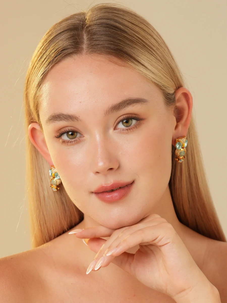 Night Owl Rhinestone Embellished Stud Earrings - Image 3
