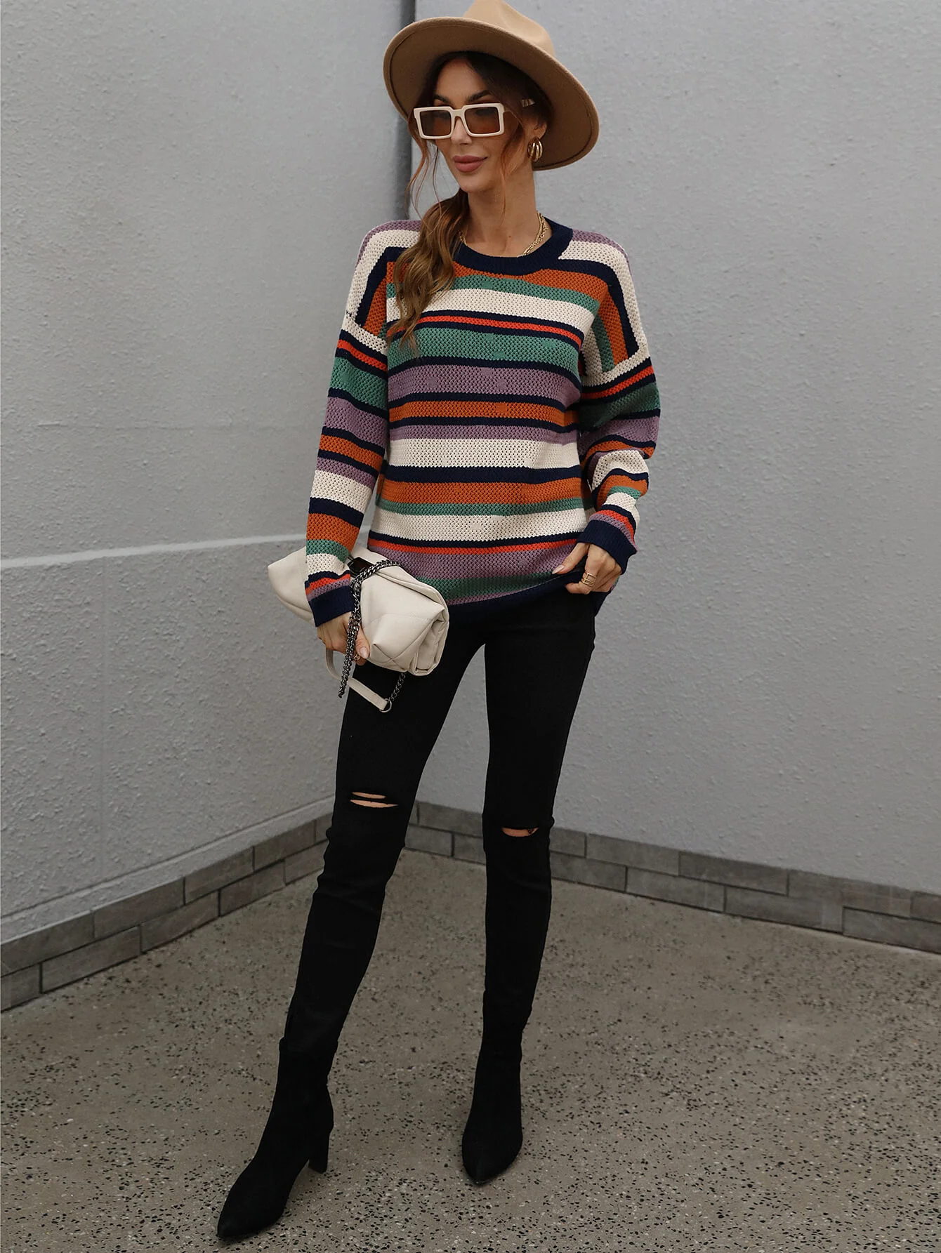 Nomad Dreams Multicolor Striped Sweater - Purple - Image 5