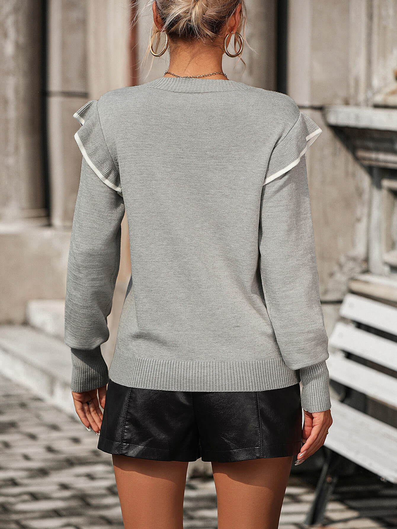 Nonnie Knit Pullover Sweater - Grey - Image 3