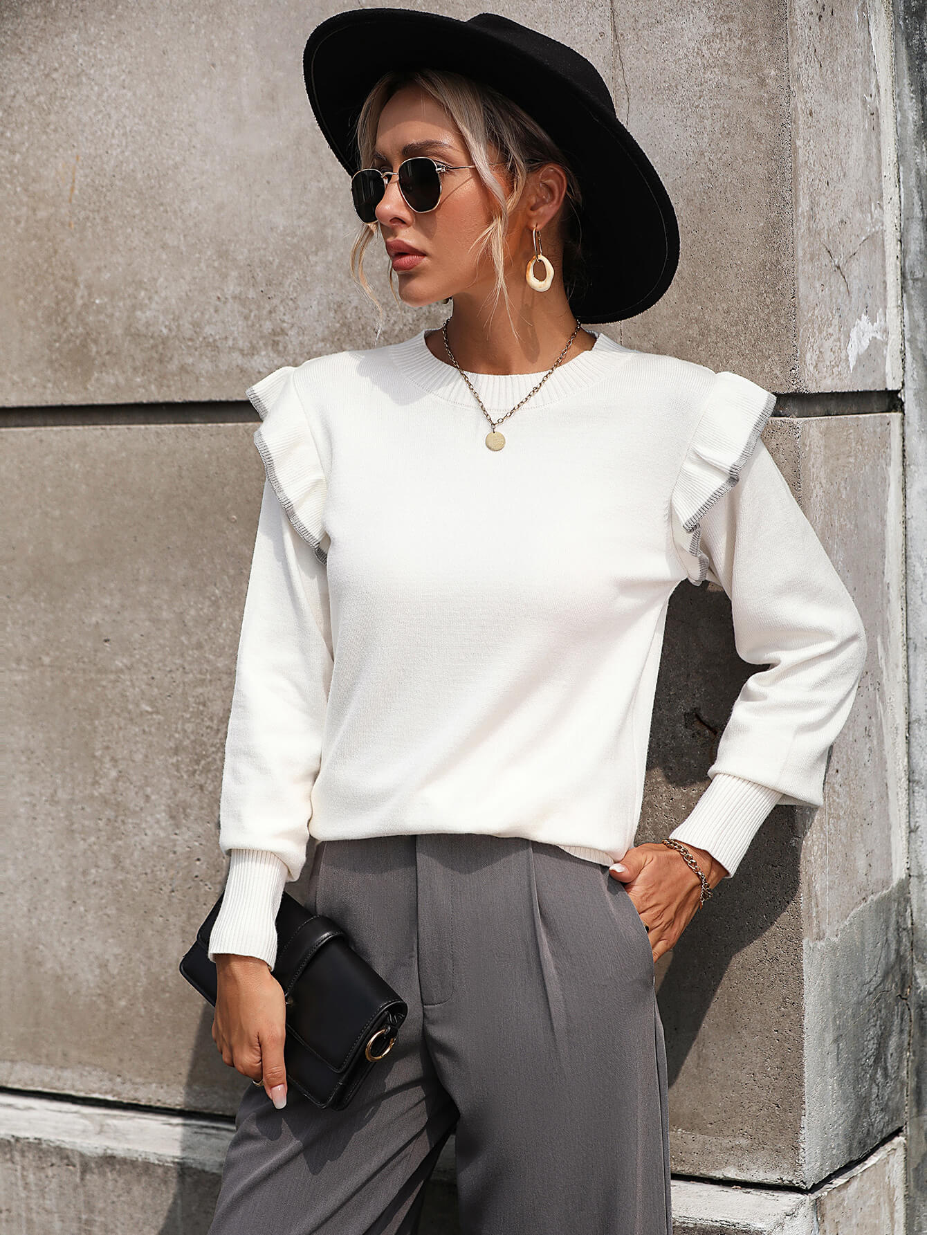 Nonnie Knit Pullover Sweater - White - Image 2