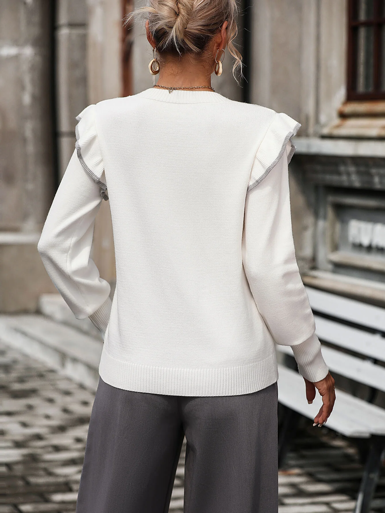 Nonnie Knit Pullover Sweater - White - Image 3