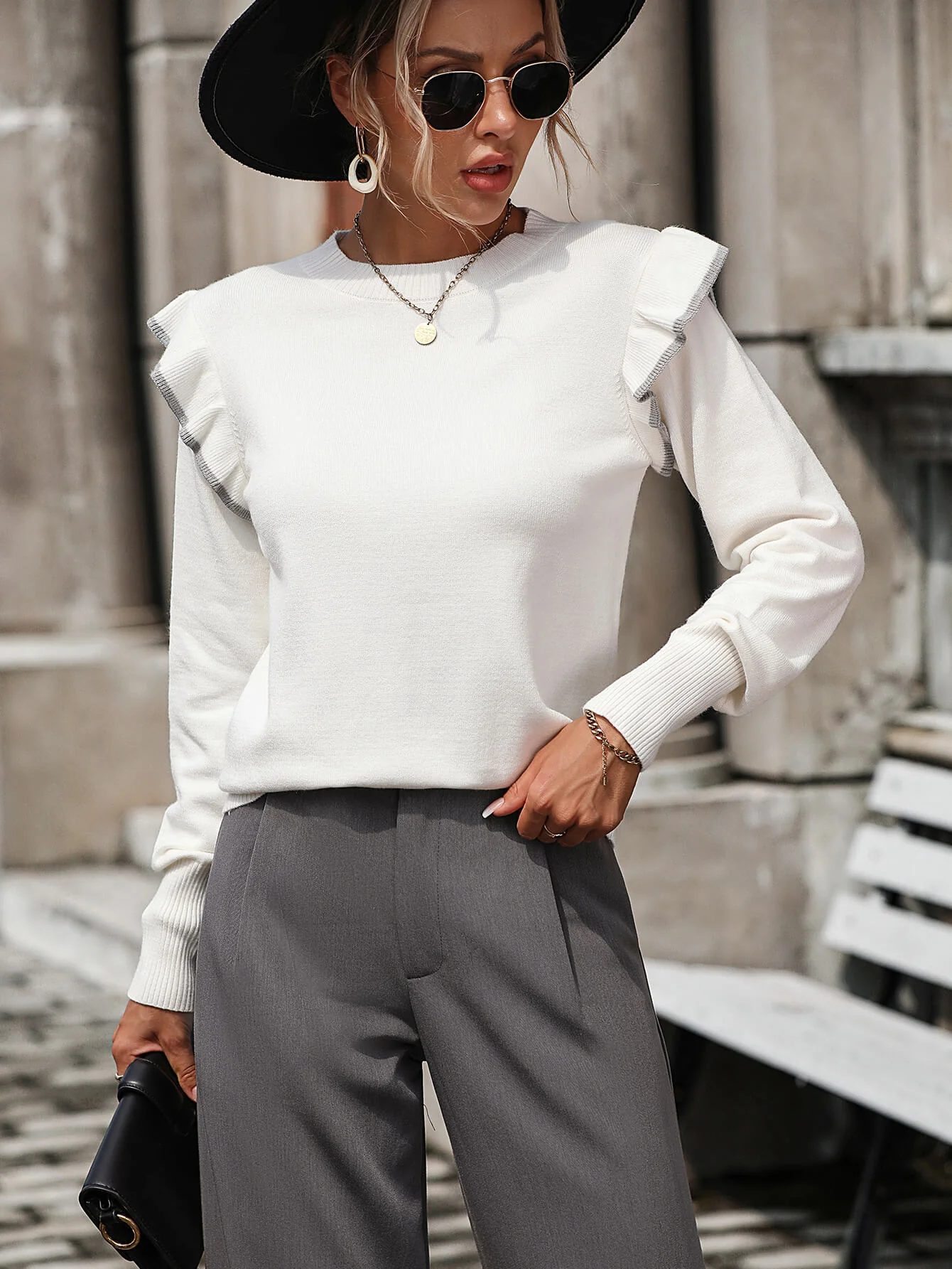Nonnie Knit Pullover Sweater - White - Image 4