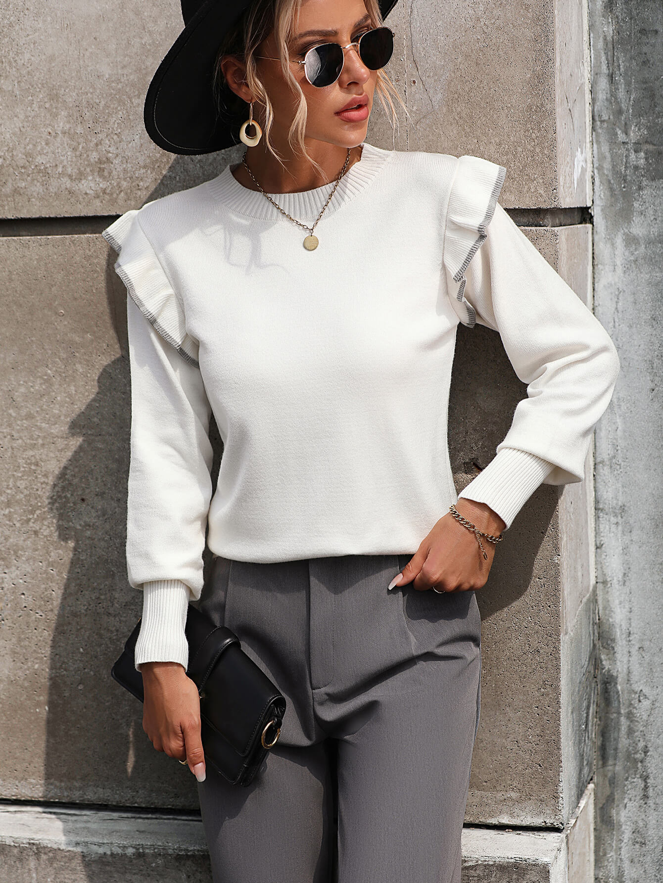 Nonnie Knit Pullover Sweater - White - Image 5
