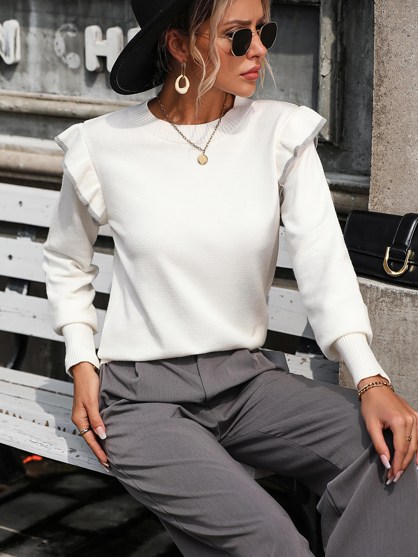 Nonnie Knit Pullover Sweater - White - Image 6