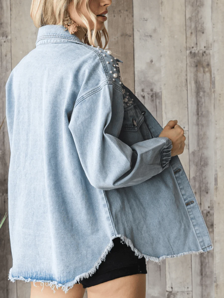 NORTH STAR EMBELLISHED BUST POCKETED DENIM SHACKET - Image 5