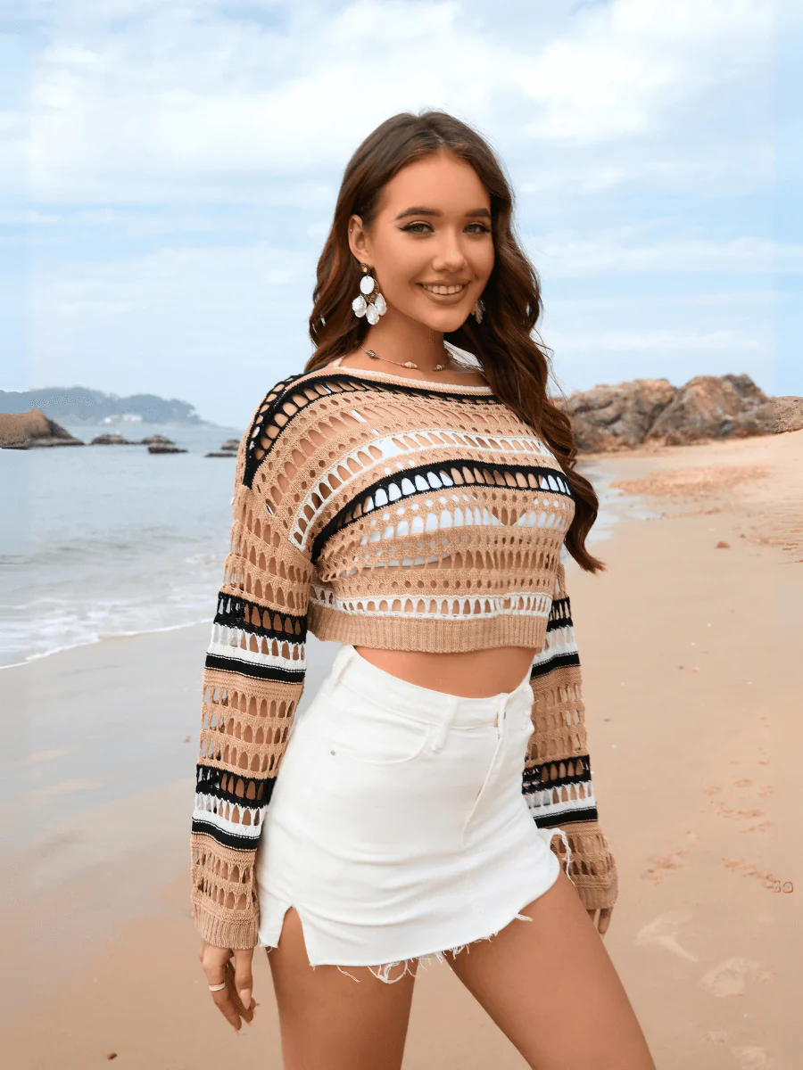 Novalie Cover Up Pullover Sweater - Khaki - Image 3
