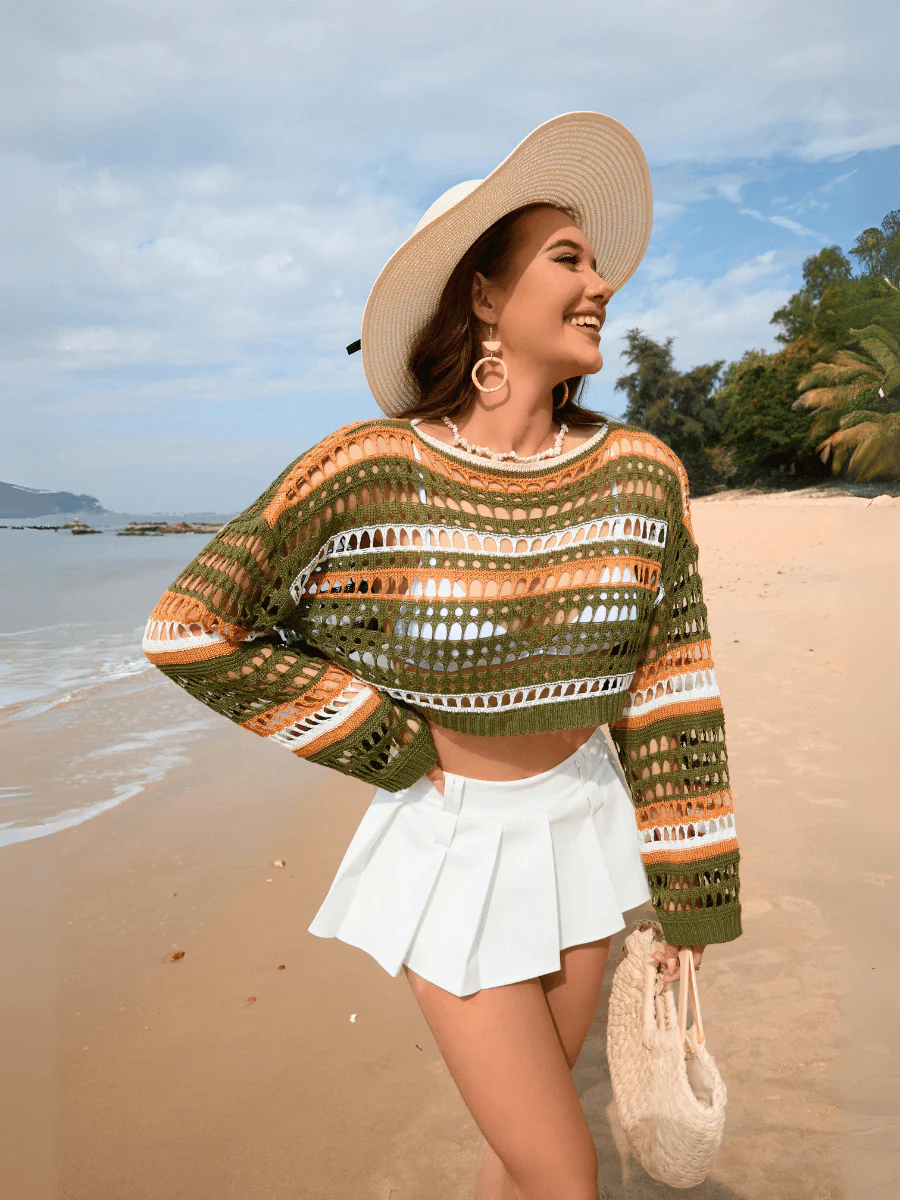 Novalie Cover Up Pullover Sweater - Olive - Image 3