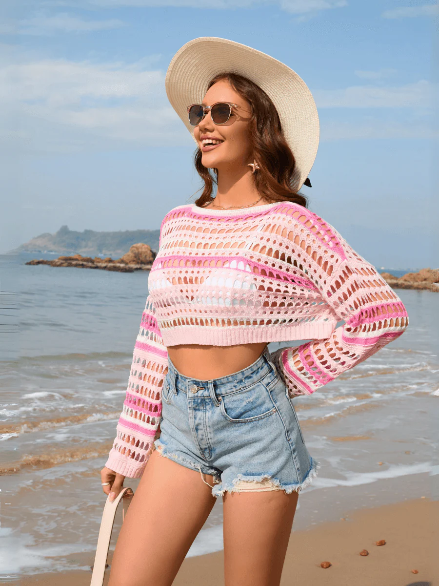 Novalie Cover Up Pullover Sweater - Pink - Image 5