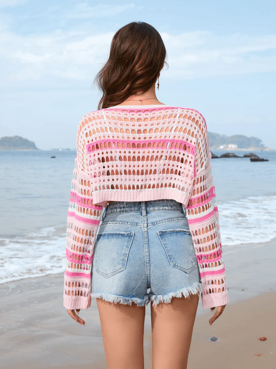 Novalie Cover Up Pullover Sweater - Pink - Image 6