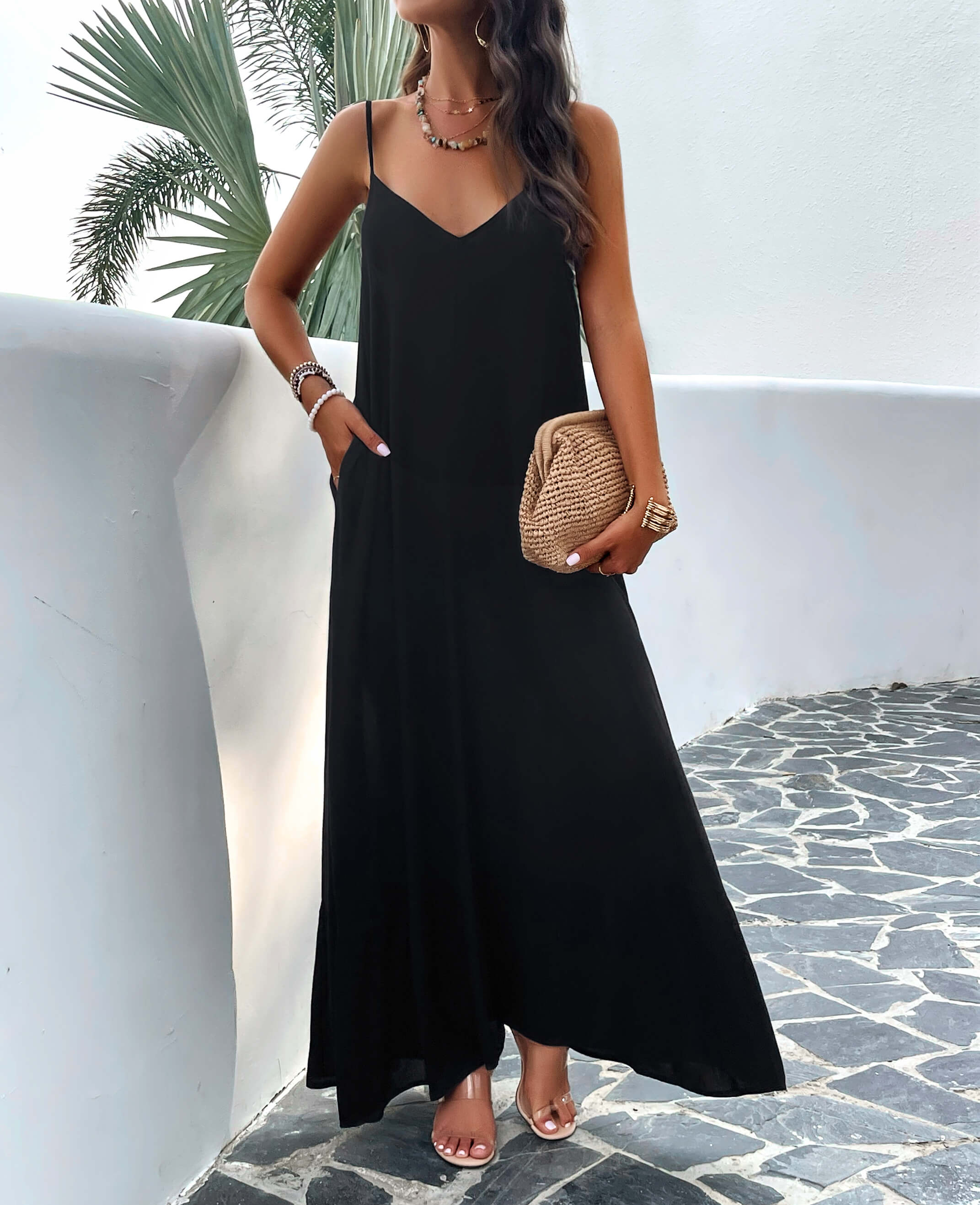 Olivian Pocketed Maxi Dress - Black - Image 2