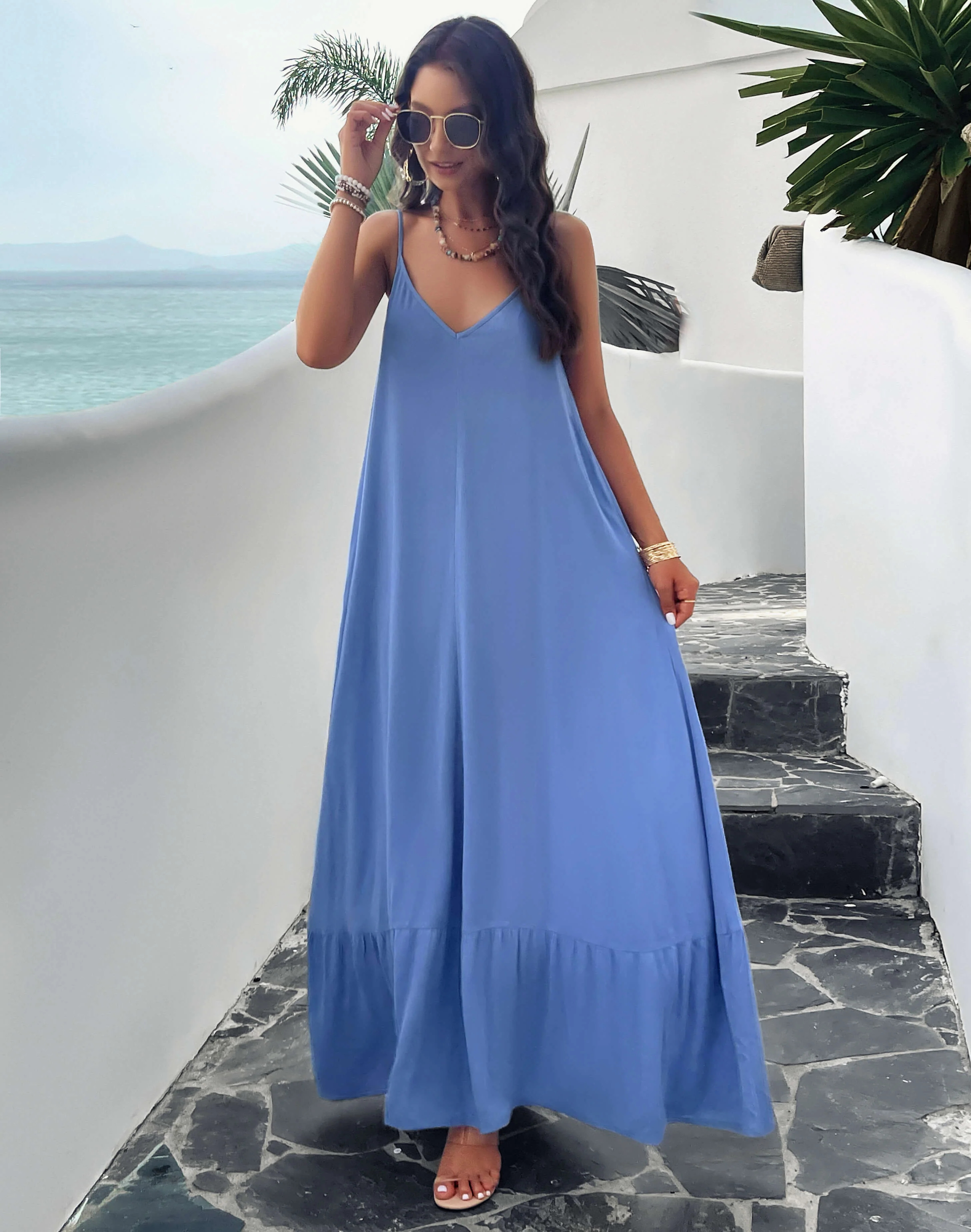 Olivian Pocketed Maxi Dress - Blue - Image 5