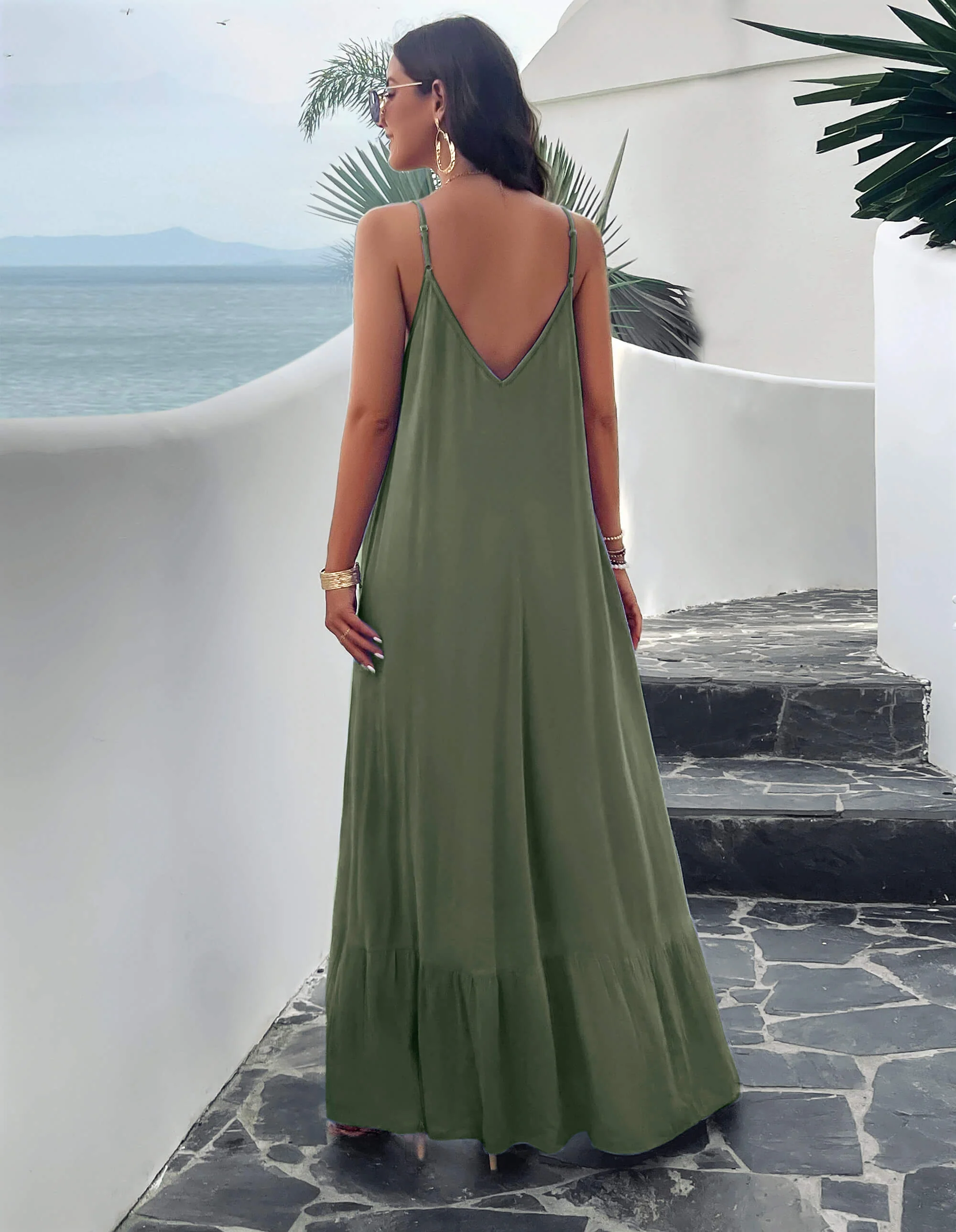 Olivian Pocketed Maxi Dress - Olive - Image 4
