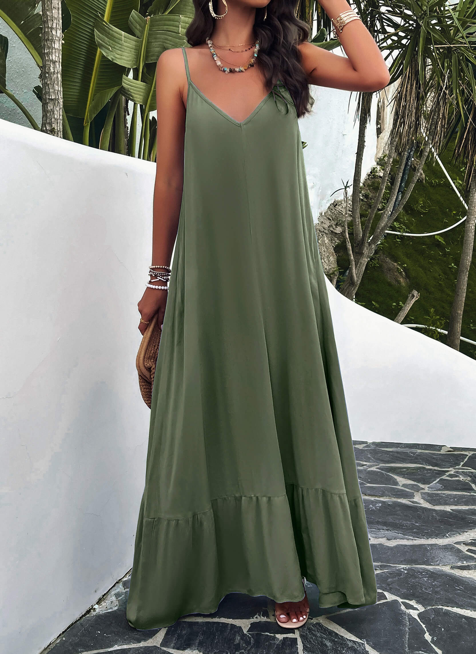 Olivian Pocketed Maxi Dress - Olive - Image 6