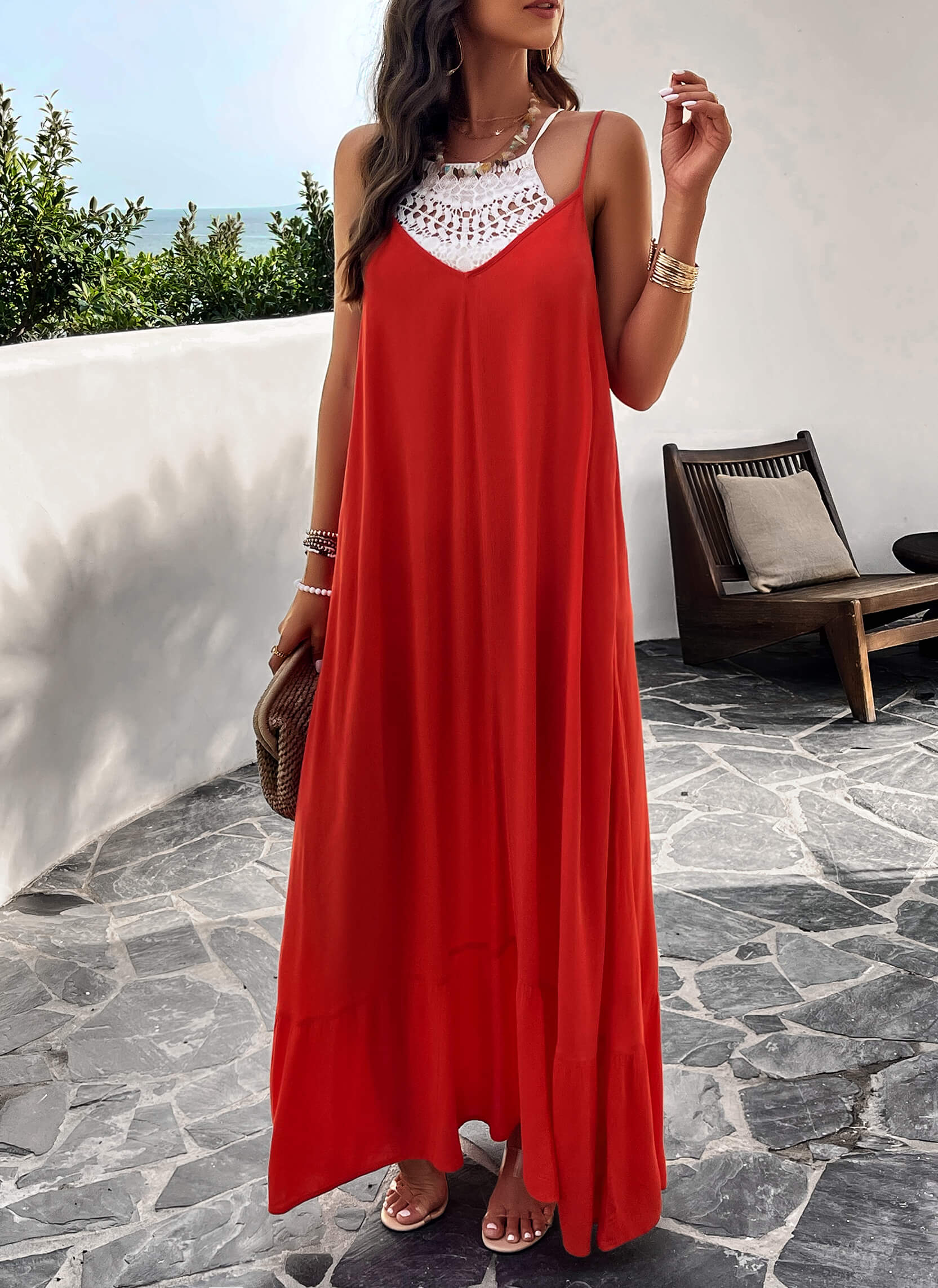 Olivian Pocketed Maxi Dress - Red - Image 4