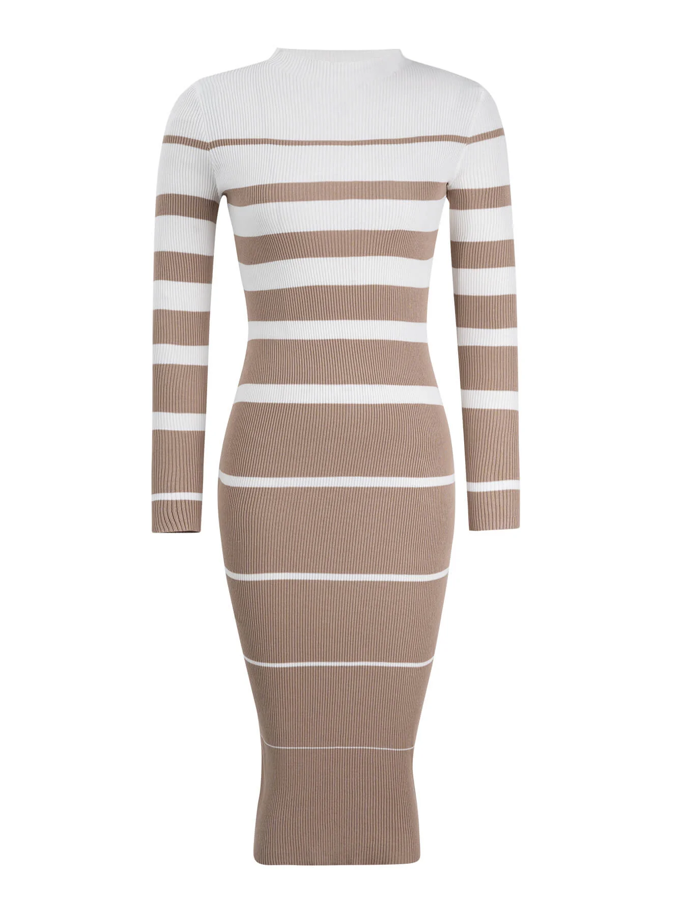 On the Boardwalk Striped Midi Sweater Dress - Beige - Image 5