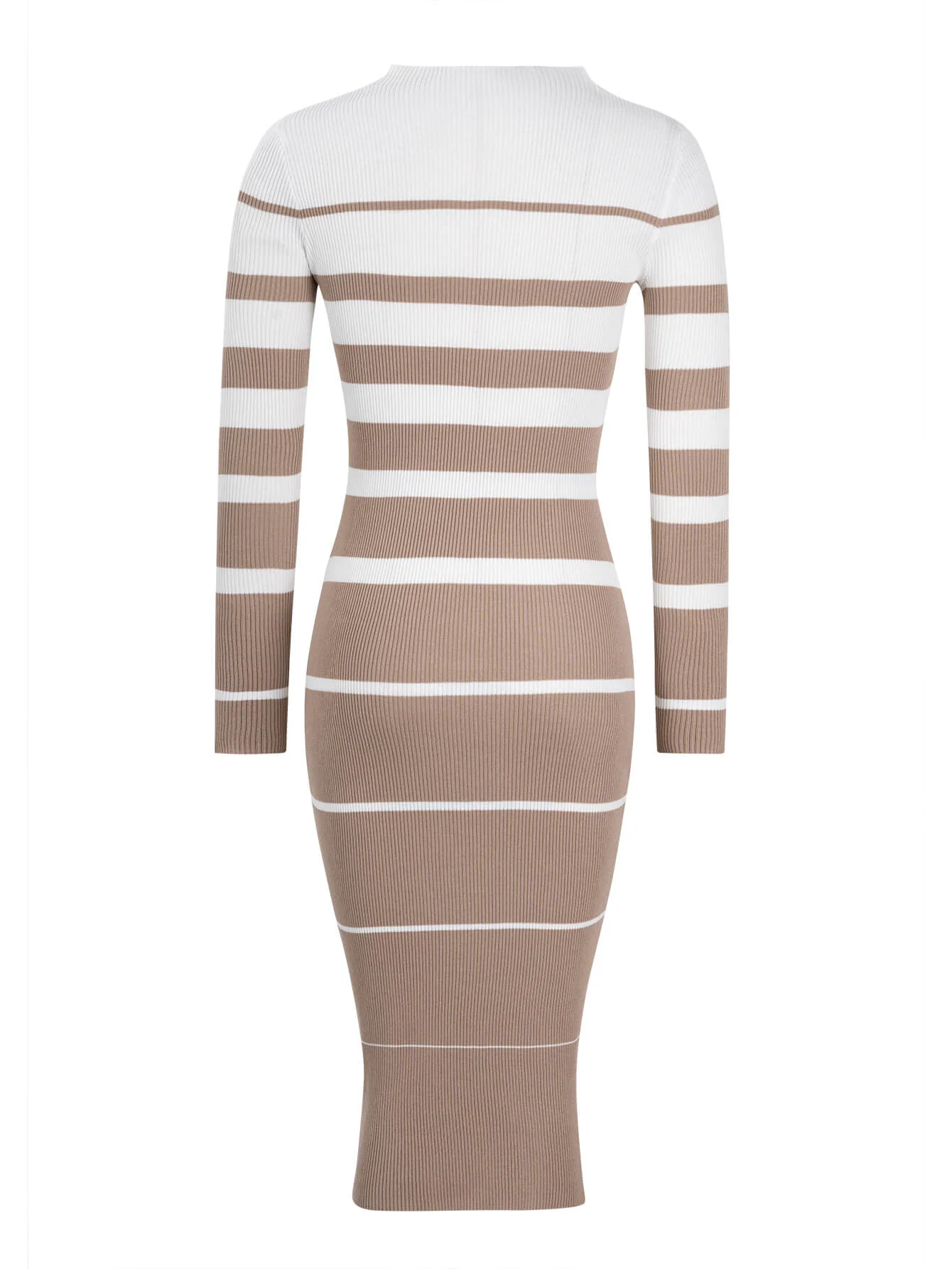 On the Boardwalk Striped Midi Sweater Dress - Beige - Image 6