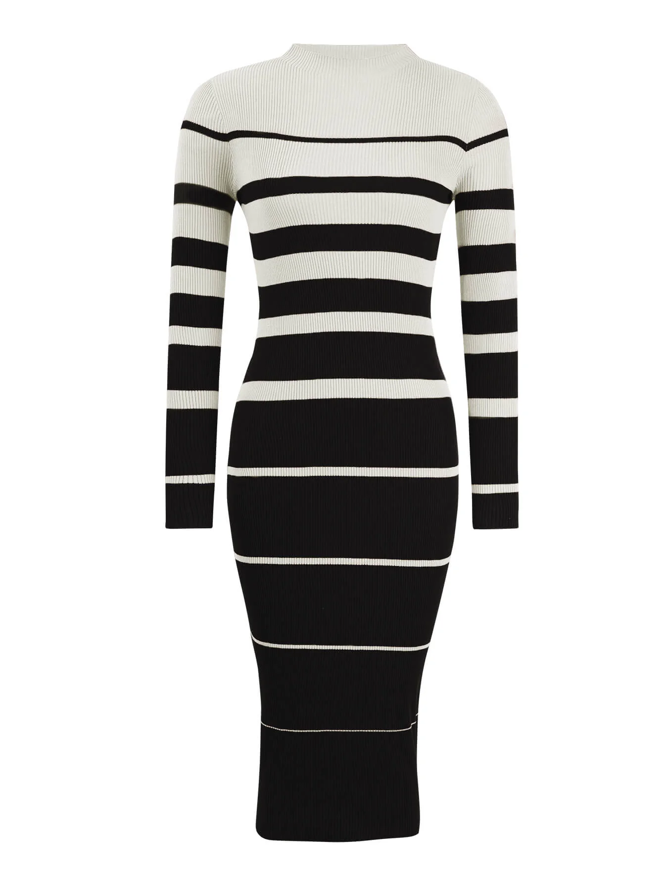 On the Boardwalk Striped Midi Sweater Dress - Black - Image 5