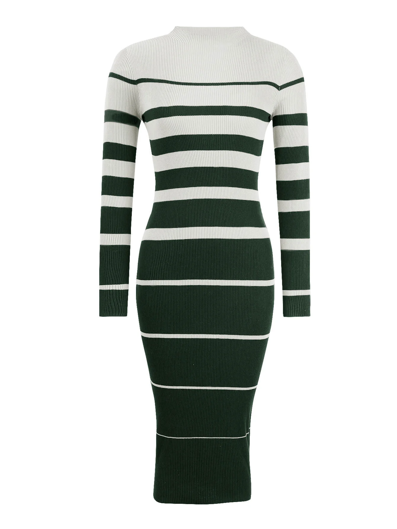 On the Boardwalk Striped Midi Sweater Dress - Green - Image 5