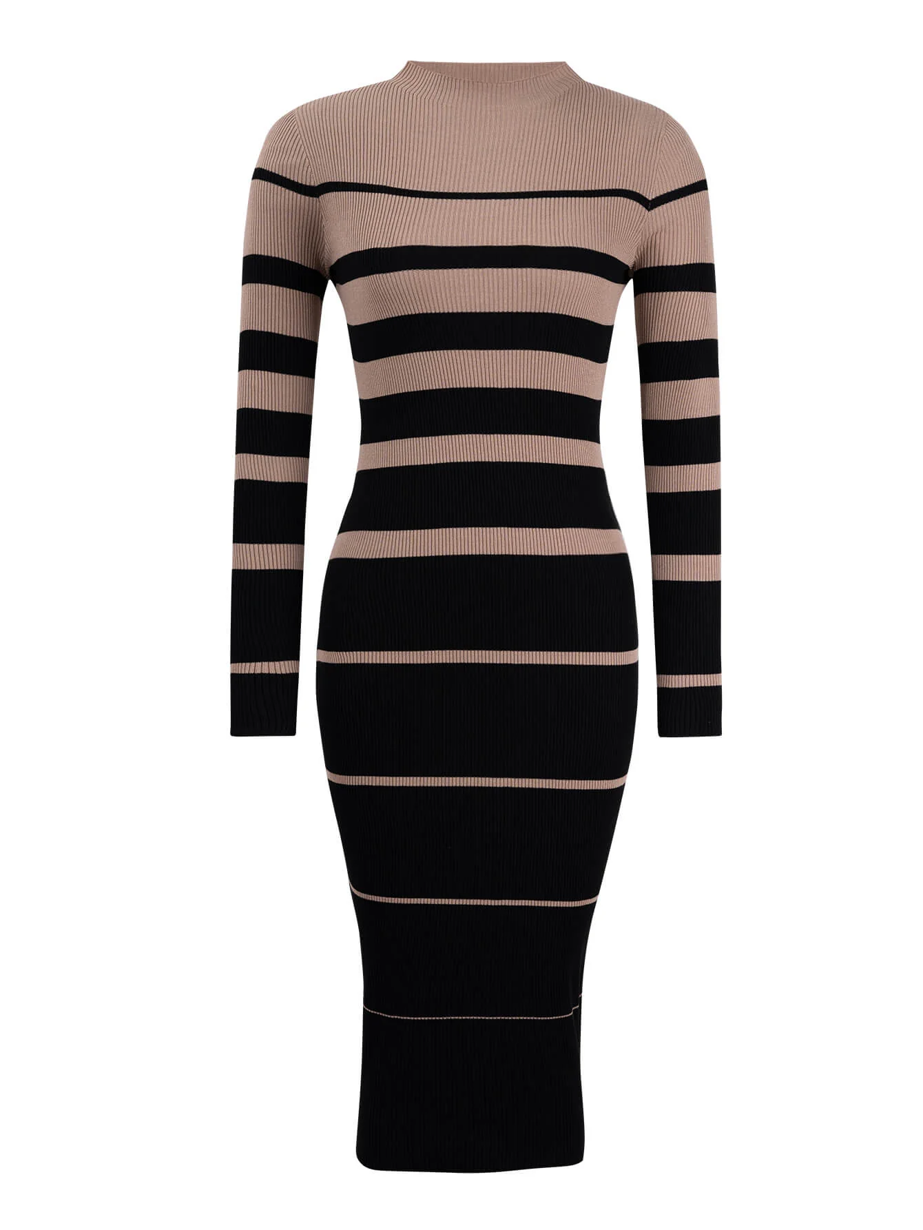 On the Boardwalk Striped Midi Sweater Dress - Khaki - Image 5