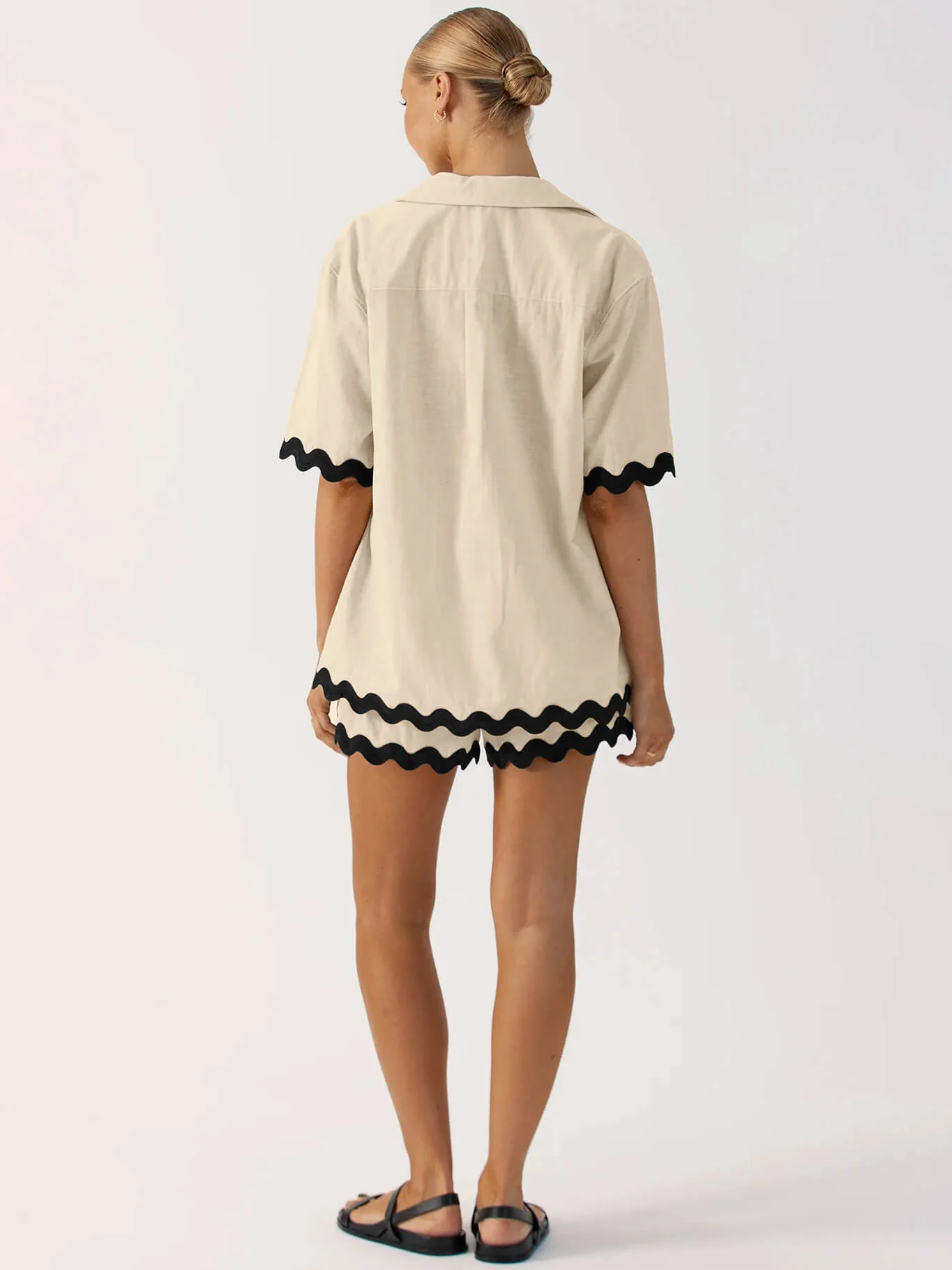 Ophelia Scallop Hem Matching Set - Beige - Image 12
