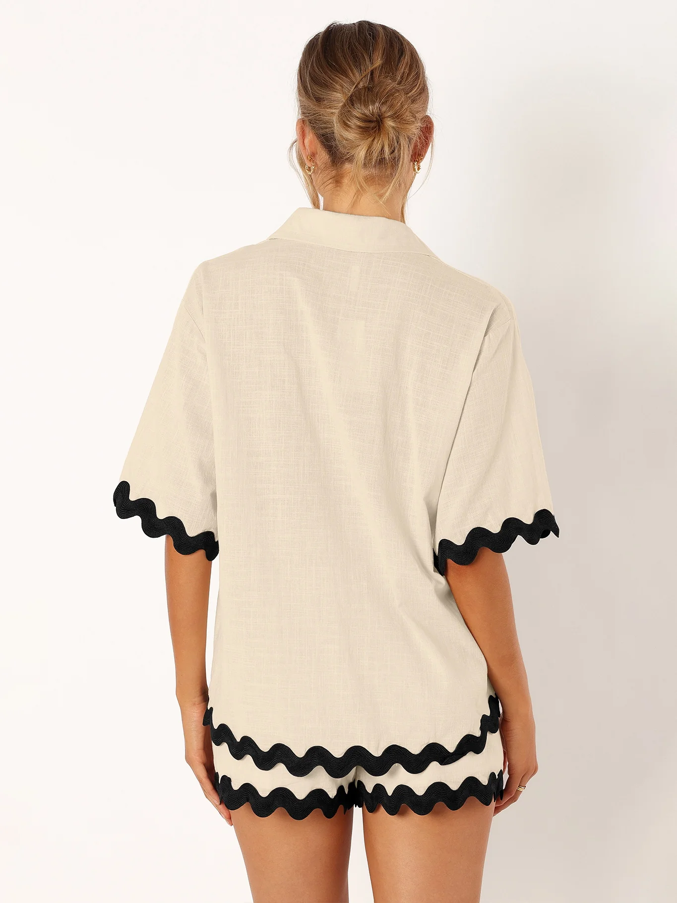 Ophelia Scallop Hem Matching Set - Beige - Image 4