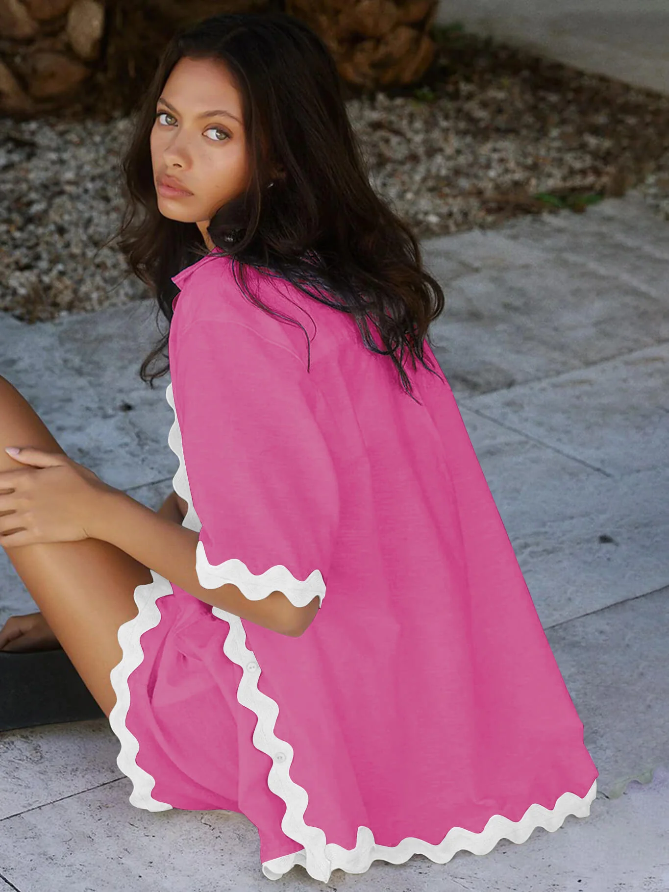 Ophelia Scallop Hem Matching Set - Pink - Image 8