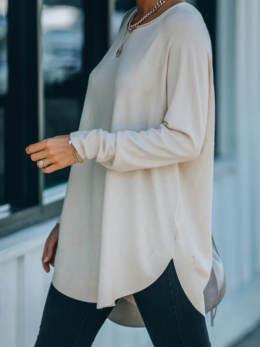 OVERSIZED COLLARED DOWN KNIT SWEATER - BEIGE - Image 2