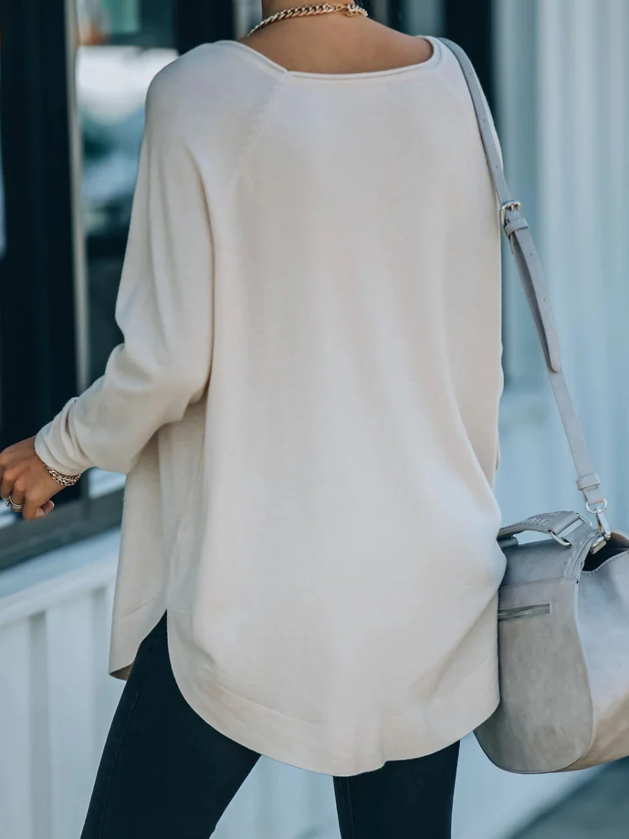 OVERSIZED COLLARED DOWN KNIT SWEATER - BEIGE - Image 3