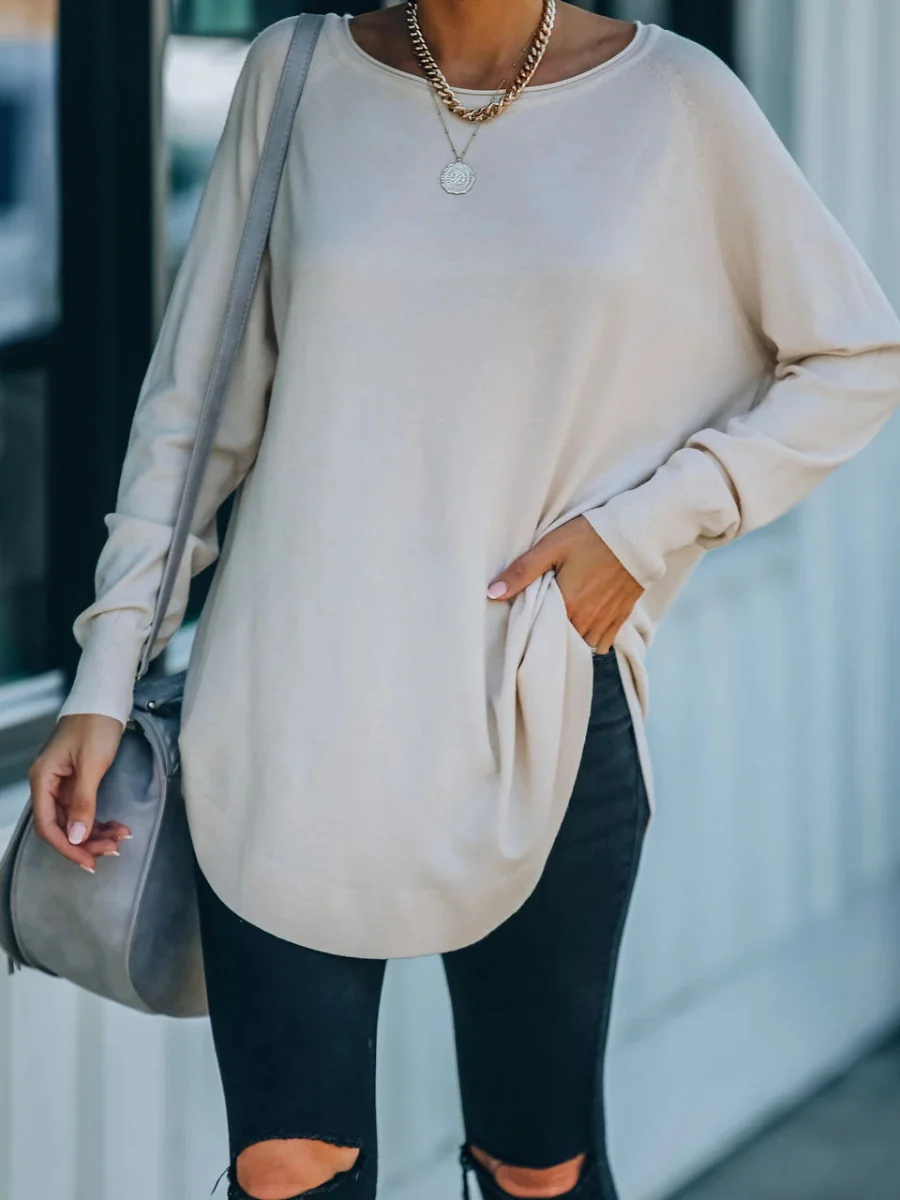 OVERSIZED COLLARED DOWN KNIT SWEATER - BEIGE - Image 6