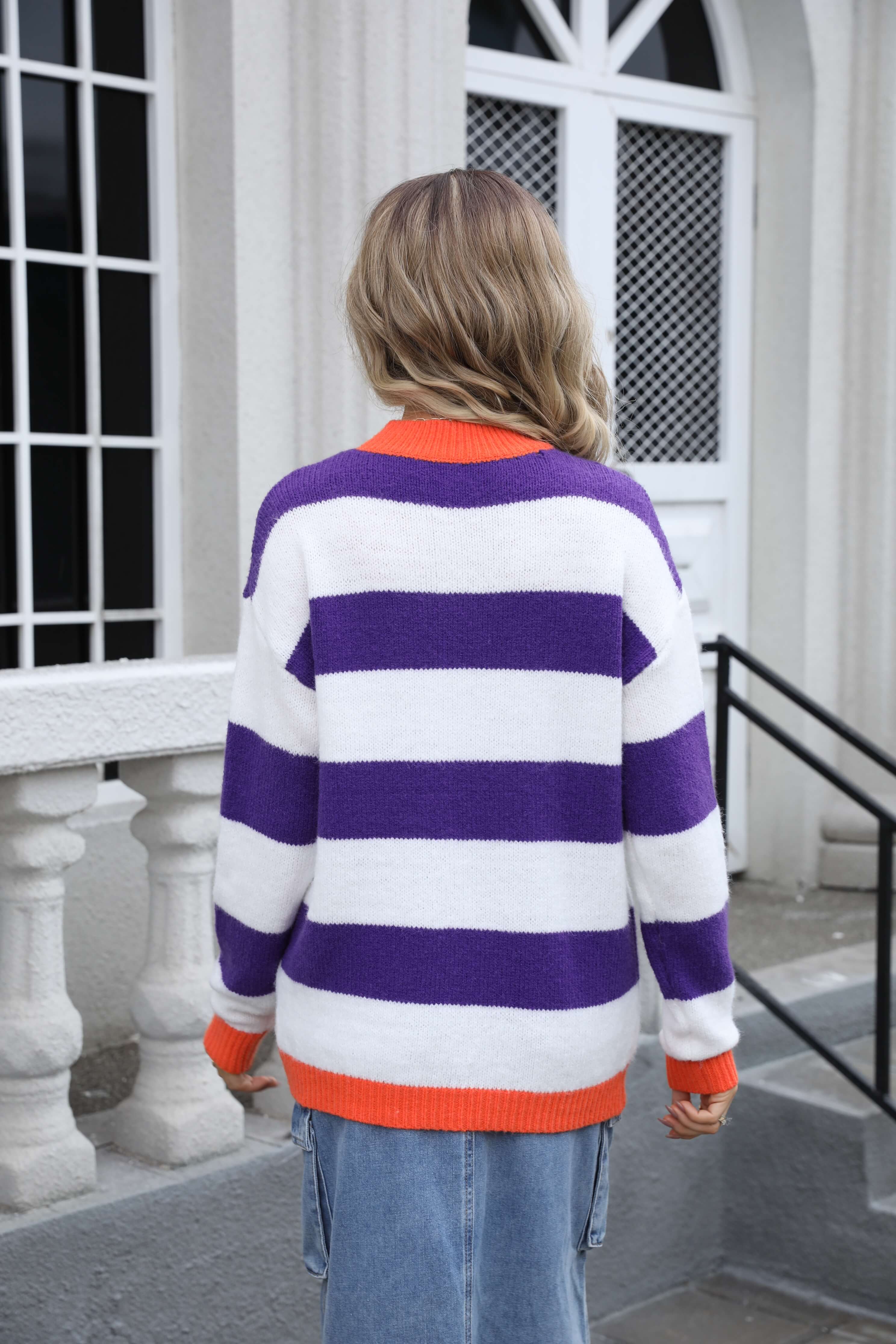 Own It Striped Knit Sweater - Purple - Image 7