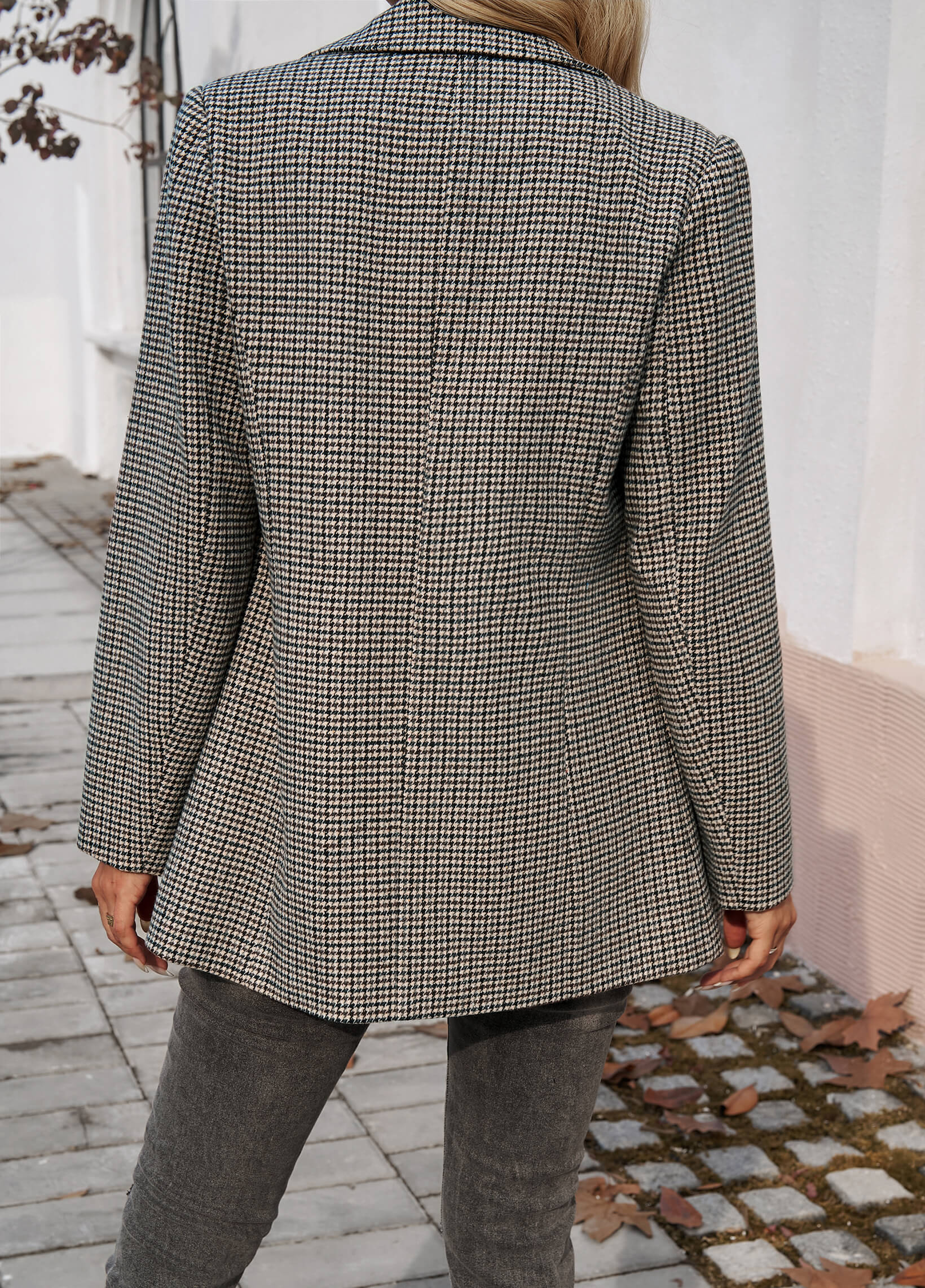 Oxnard Pocketed Houndstooth Blazer - Navy - Image 6
