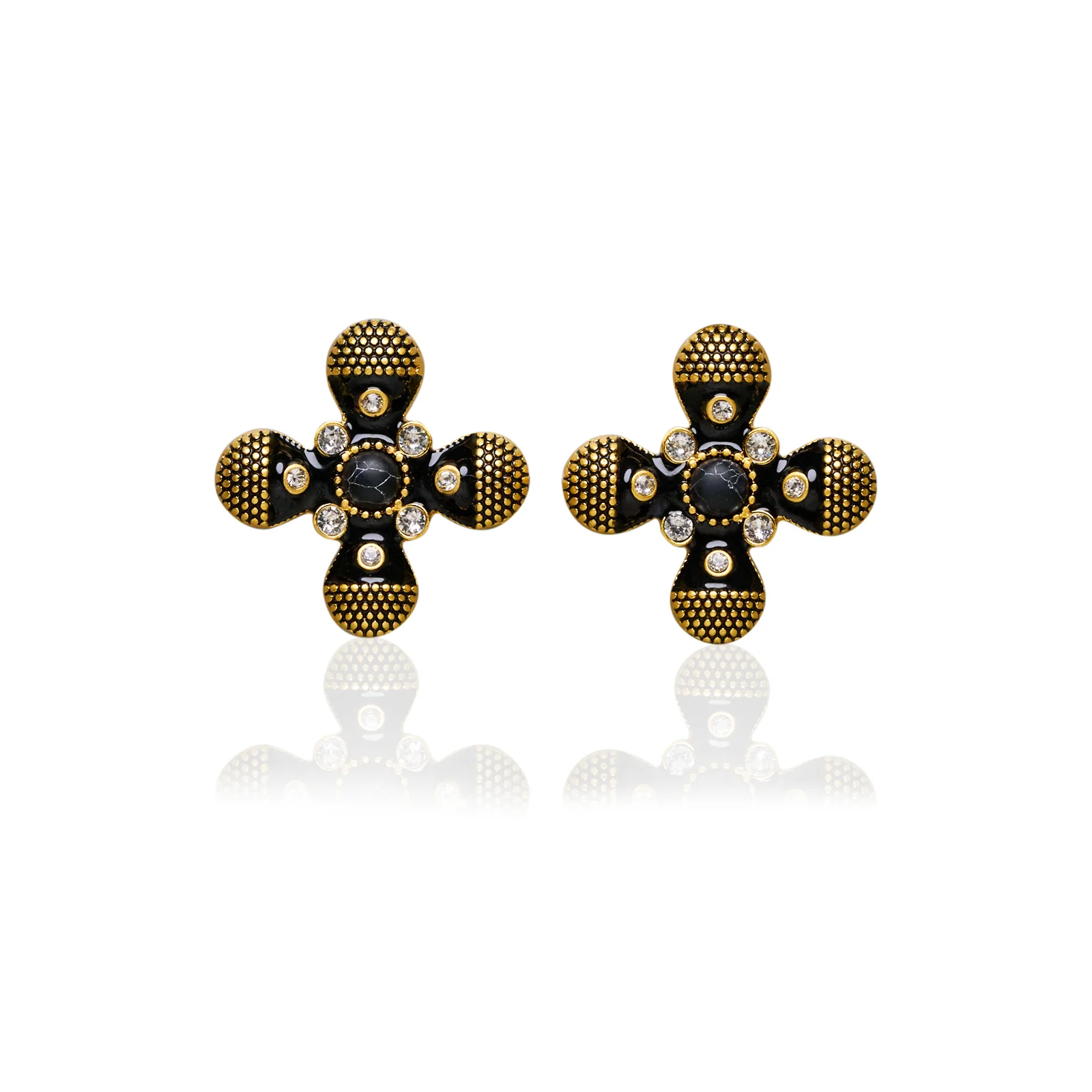 Palace Cross Glaze Embellished Rhinestone Stud Earrings - Image 10