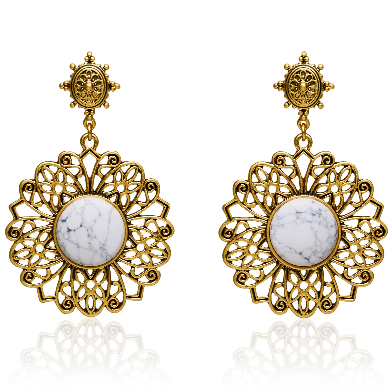Palmira Gemstone Gold Plated Drop Earrings - Image 9