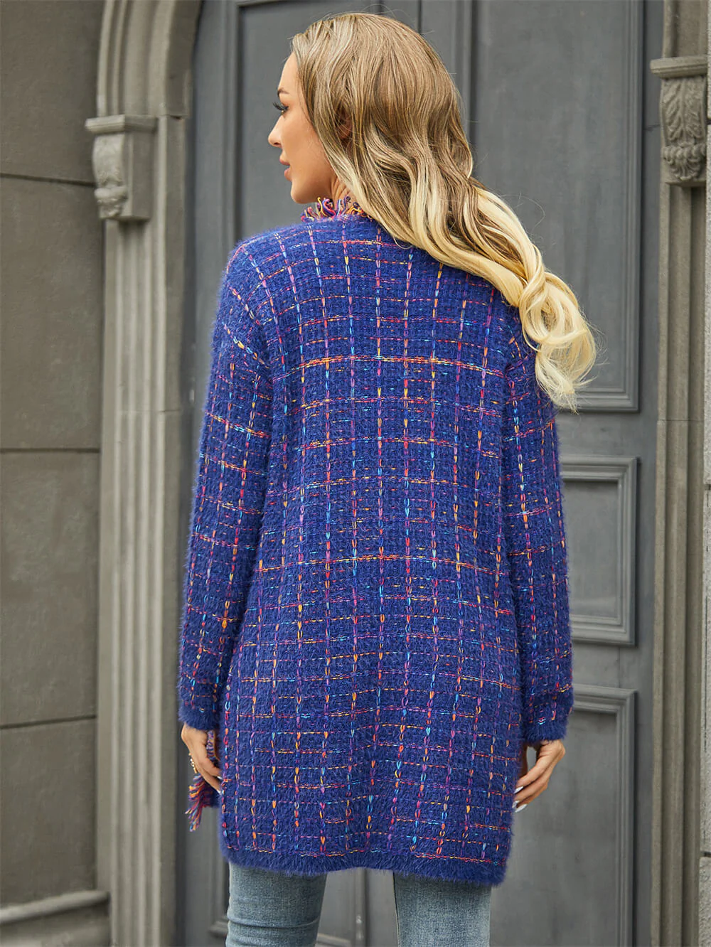 Pate Pocketed Knit Cardigan - Blue - Image 3