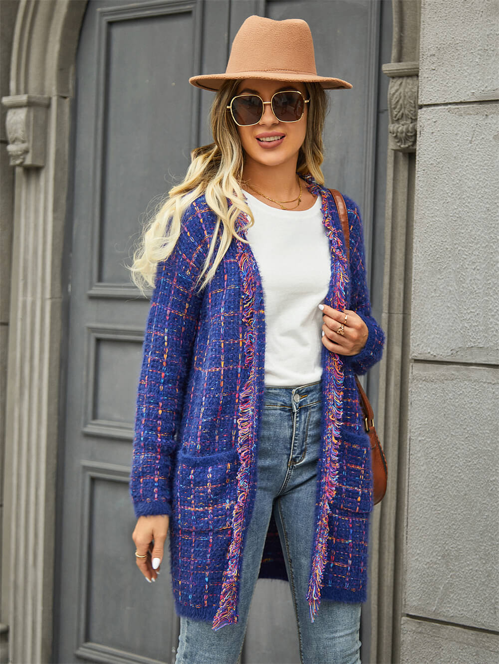 Pate Pocketed Knit Cardigan - Blue - Image 4