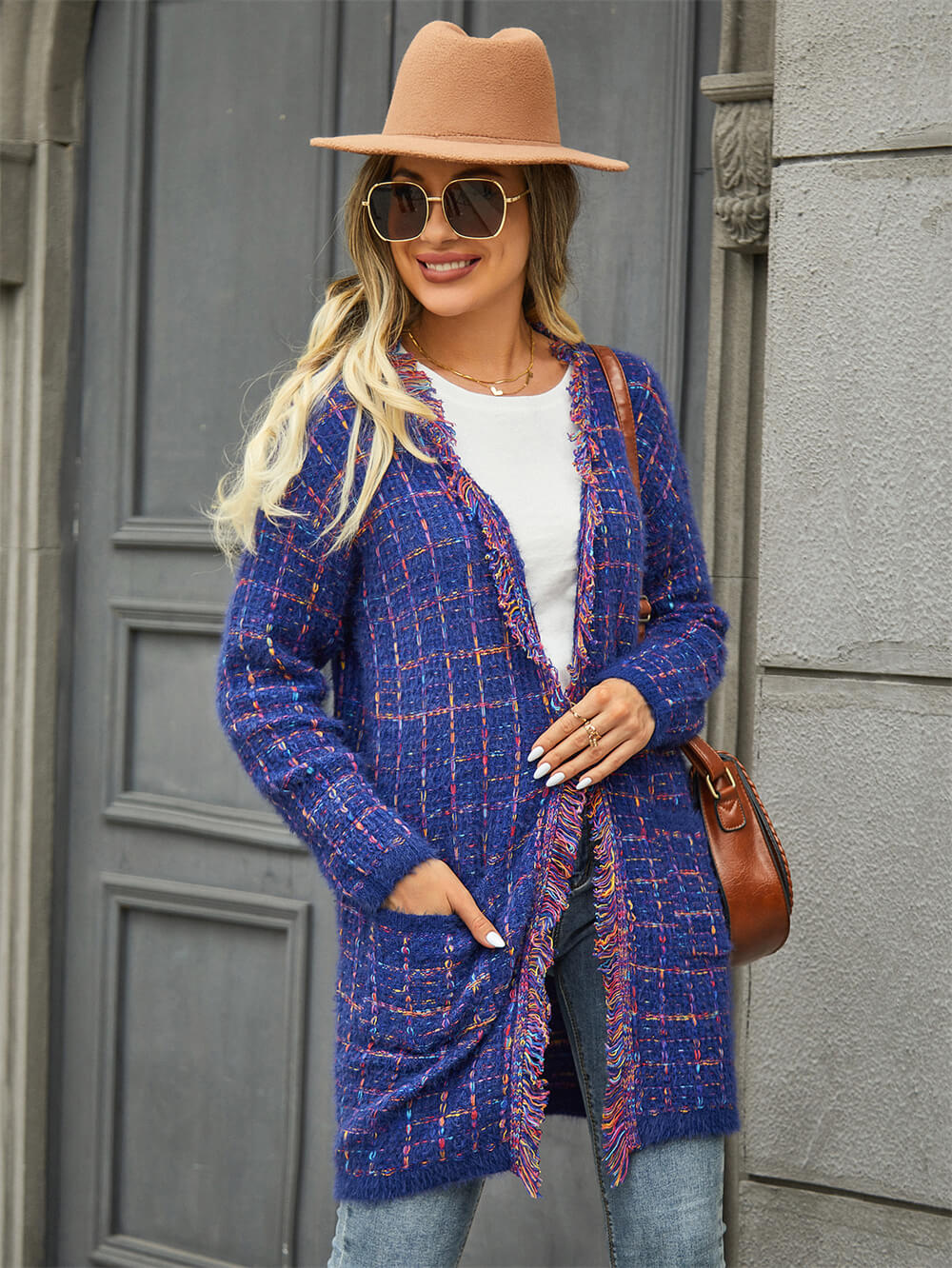 Pate Pocketed Knit Cardigan - Blue - Image 5