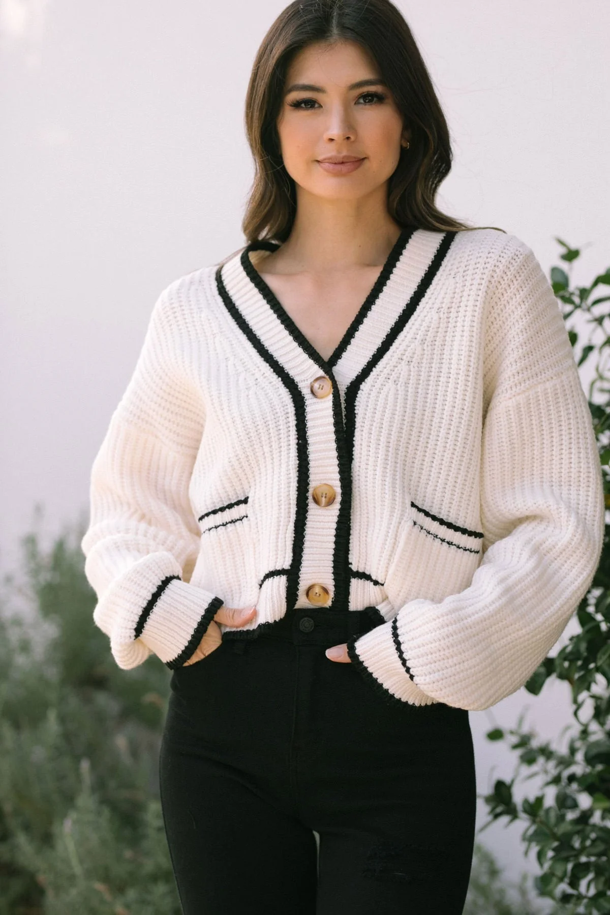 Pate Pocketed Knit Cardigan - Cream - Image 3