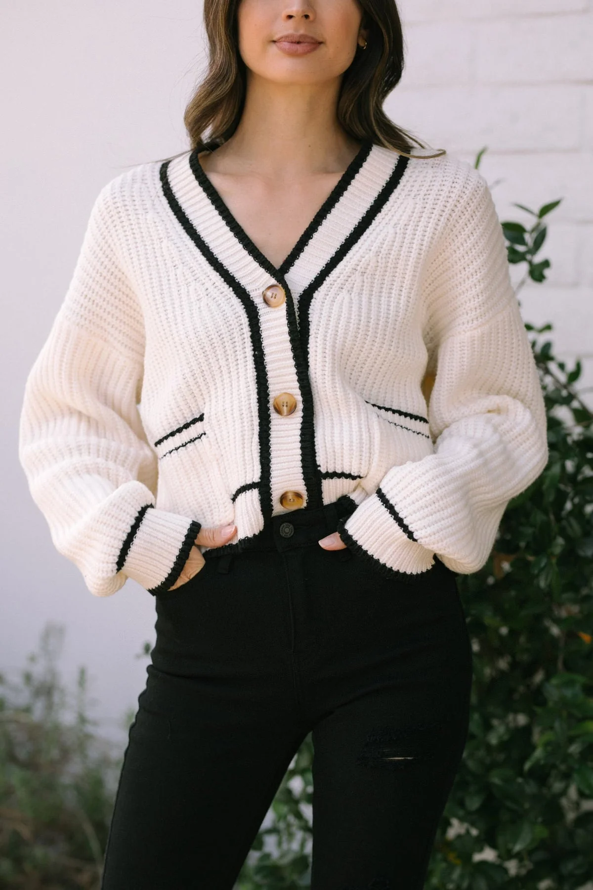 Pate Pocketed Knit Cardigan - Cream - Image 4