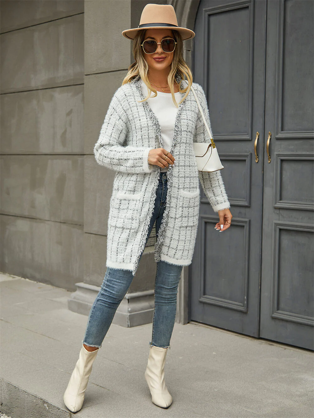 Pate Pocketed Knit Cardigan - Grey - Image 6