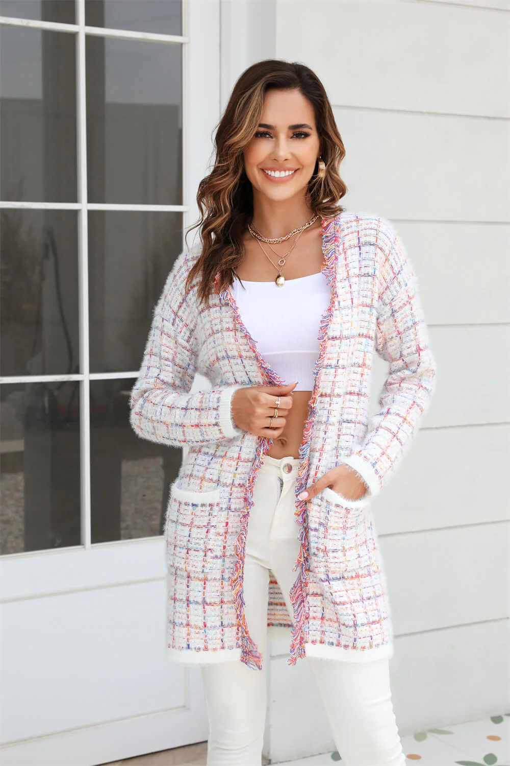 Pate Pocketed Knit Cardigan - Pink - Image 5