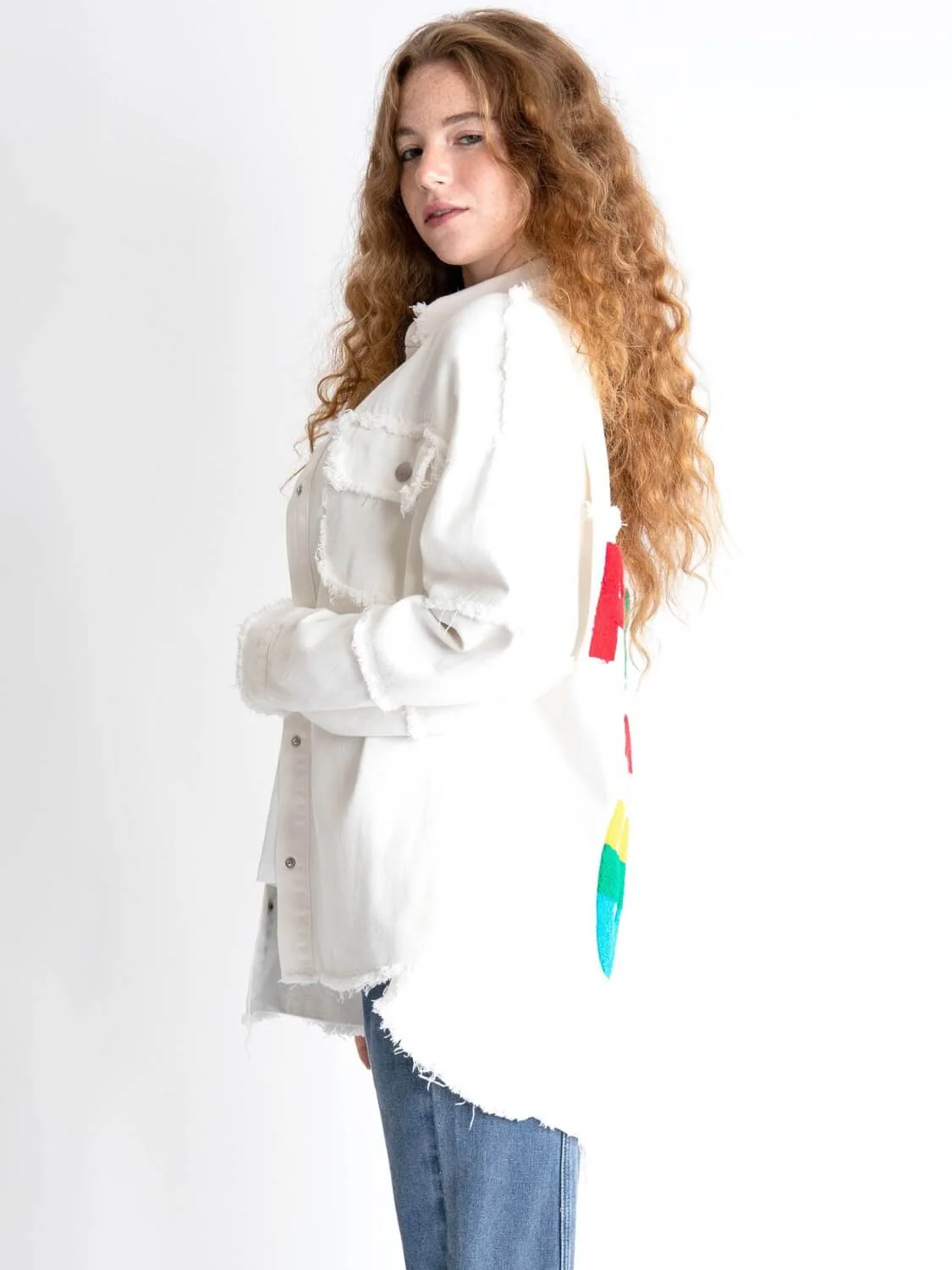 Peace Back Oversized Denim Shacket - Image 10