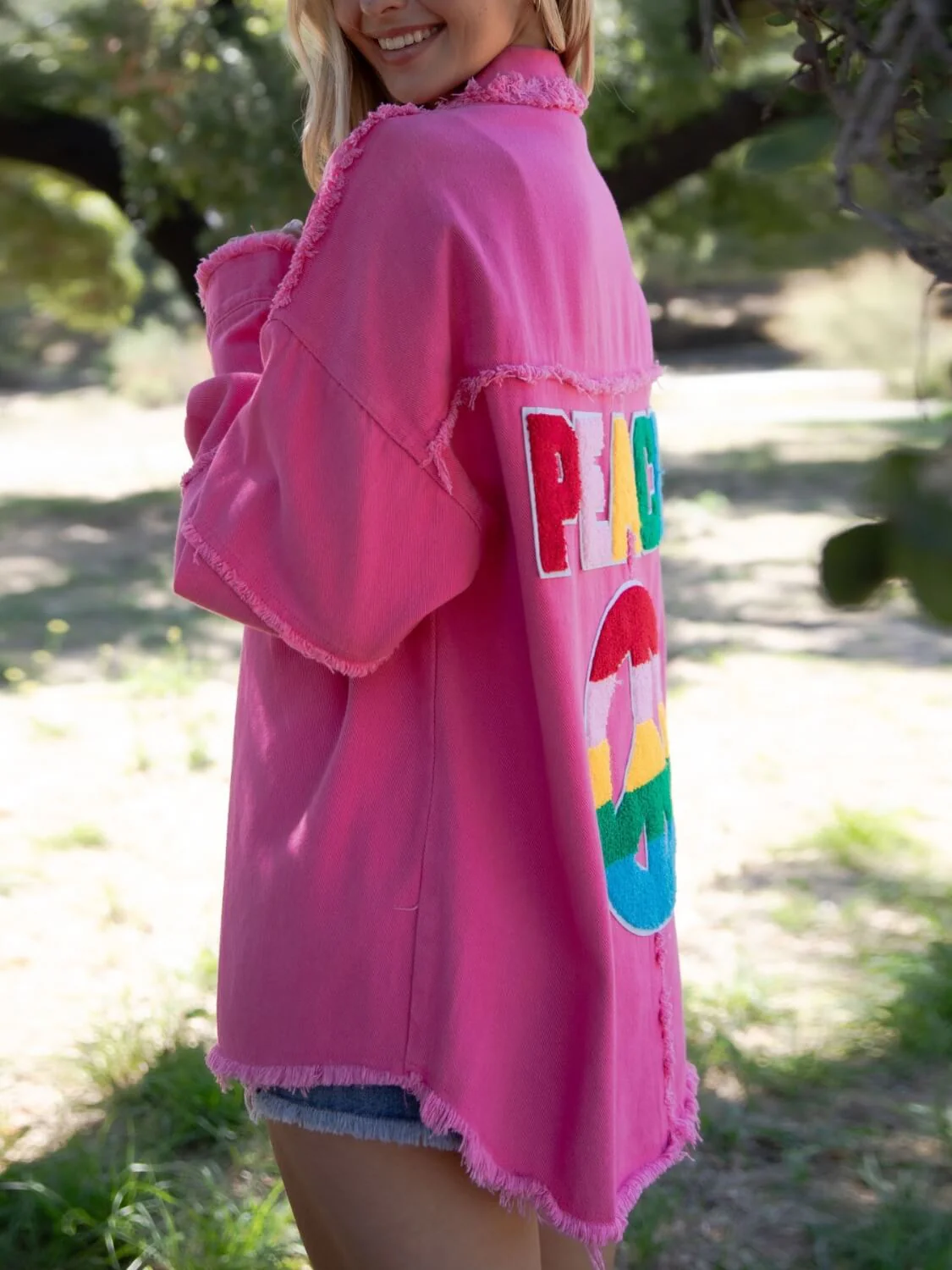 Peace Back Oversized Denim Shacket - Image 2