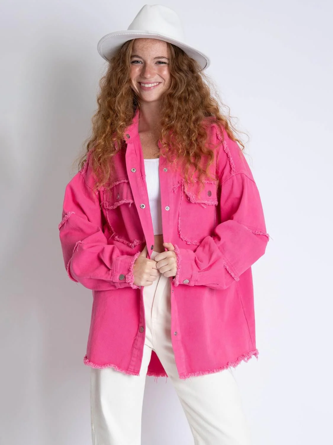 Peace Back Oversized Denim Shacket - Image 4