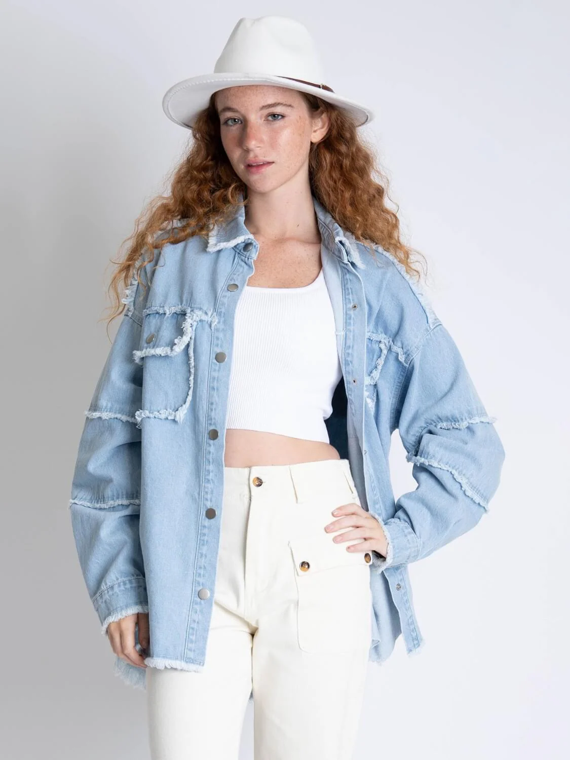 Peace Back Oversized Denim Shacket - Image 6