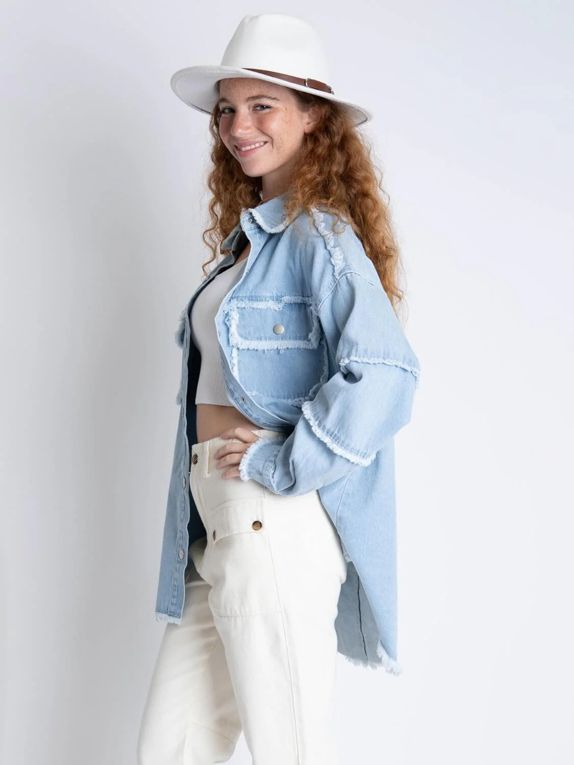 Peace Back Oversized Denim Shacket - Image 7