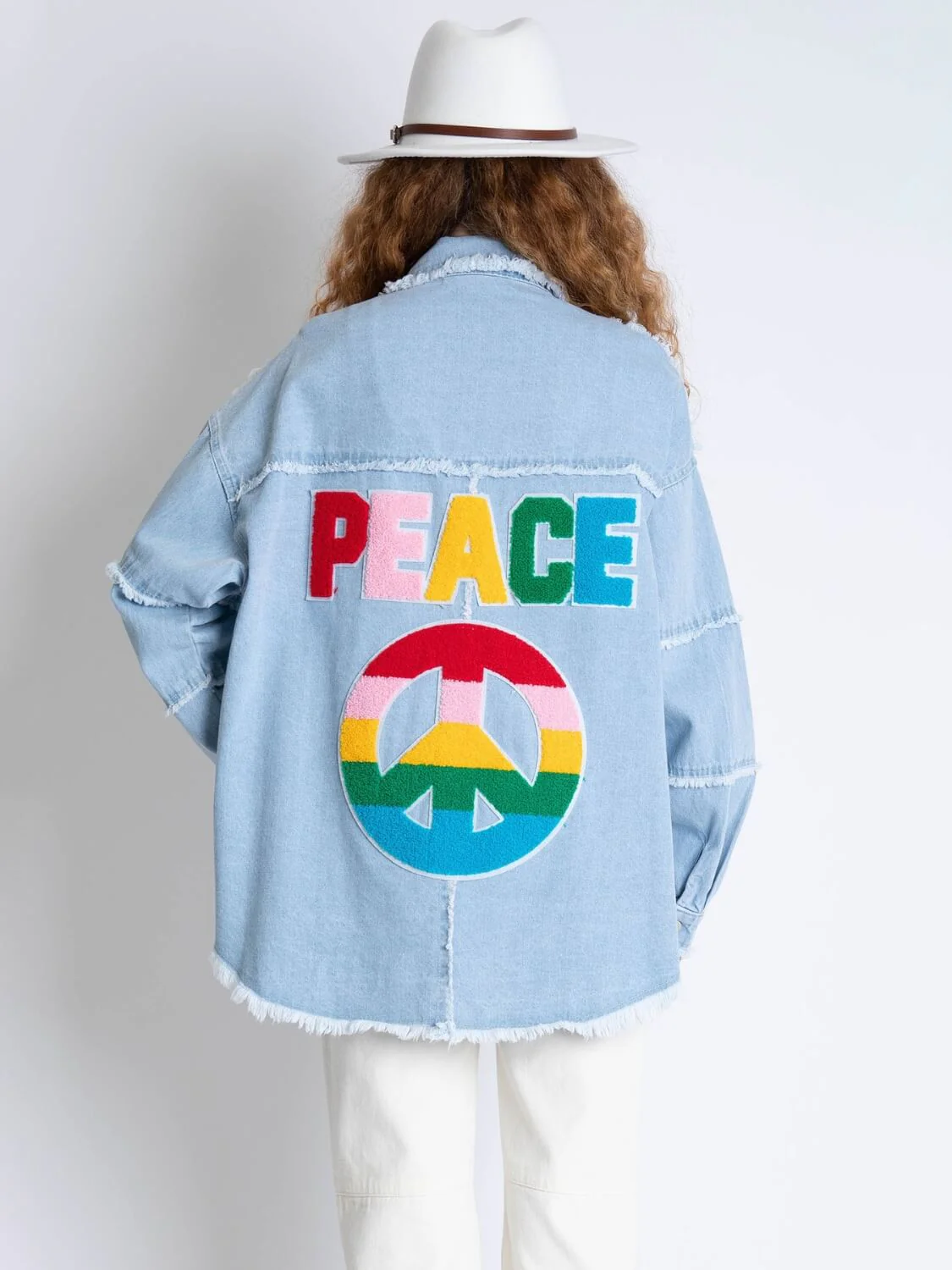 Peace Back Oversized Denim Shacket - Image 8